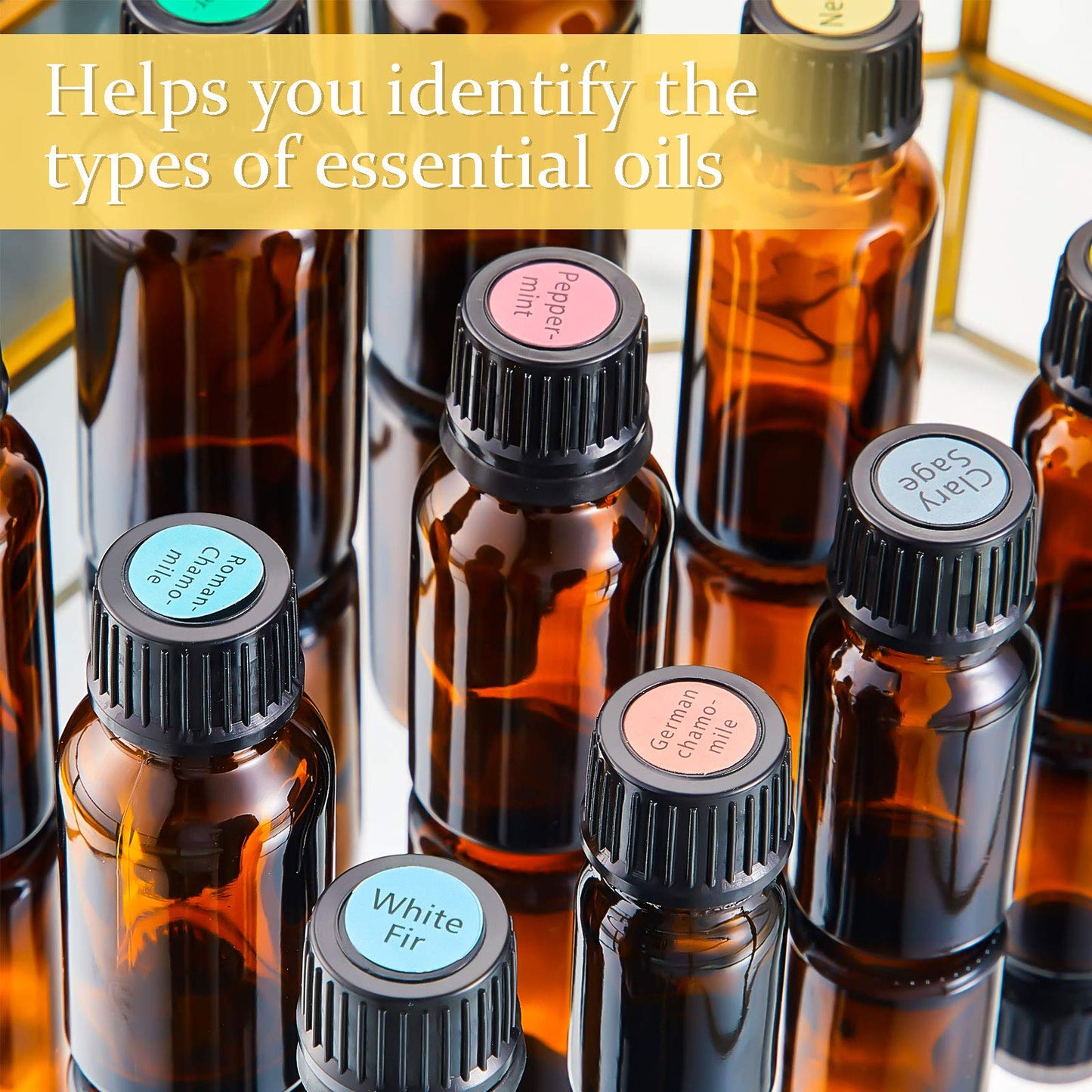 10 Sheets 1920 Pcs Essential Oils Labels Bottle Cap Lid Stickers for Rollerballs Bottles and Organizing Proof Labels Waterproof Cap Stickers for Essential Oil Bottle