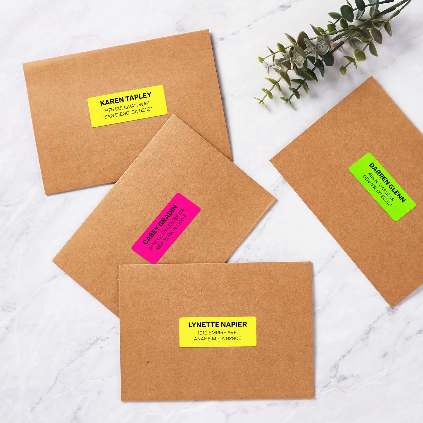 Avery Printable Address Labels with Sure Feed, 1" x 2-5/8", Assorted Neon (Magenta, Green and Yellow), 450 Blank Mailing Labels for Laser and Inkjet Printers (5979) 1 in. X 2-5/8 in. 450 labels