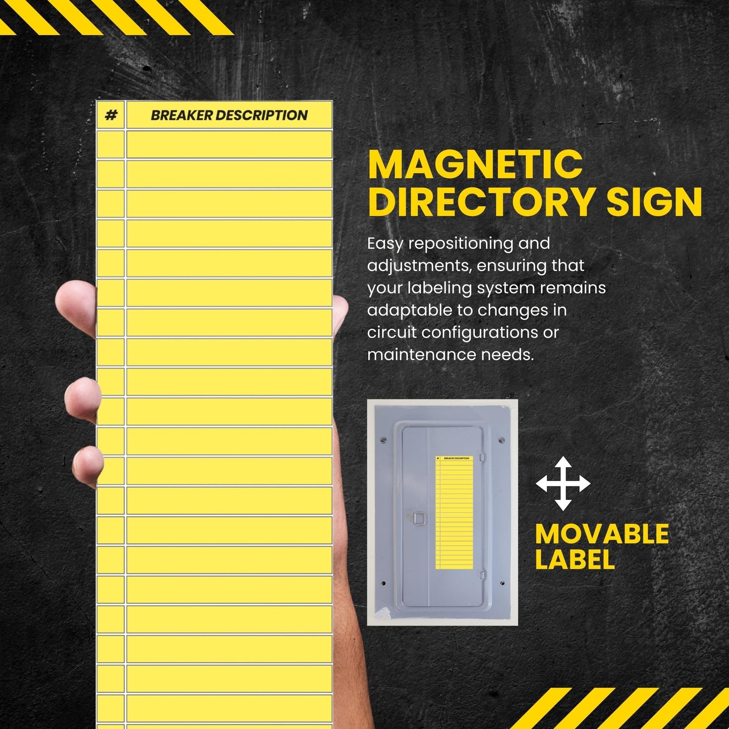 Performore Circuit Breaker Panel Labels - 4x12 Inch Magnetic Circuit Panel Directory Sign - Includes 1 Pack of Note Stickers and 1 Pack of Number Stickers - Ideal Labels for Electrical Panel Box
