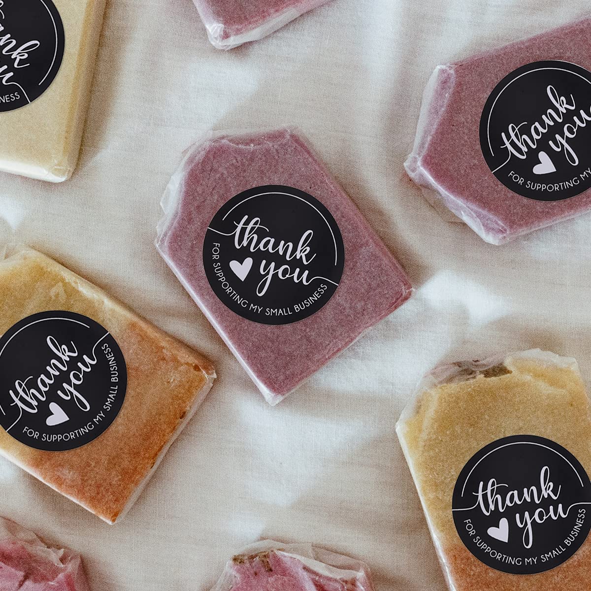 Thank You Stickers, Supporting My Small Business, Roll of 500 2 Inch Round, Black and White