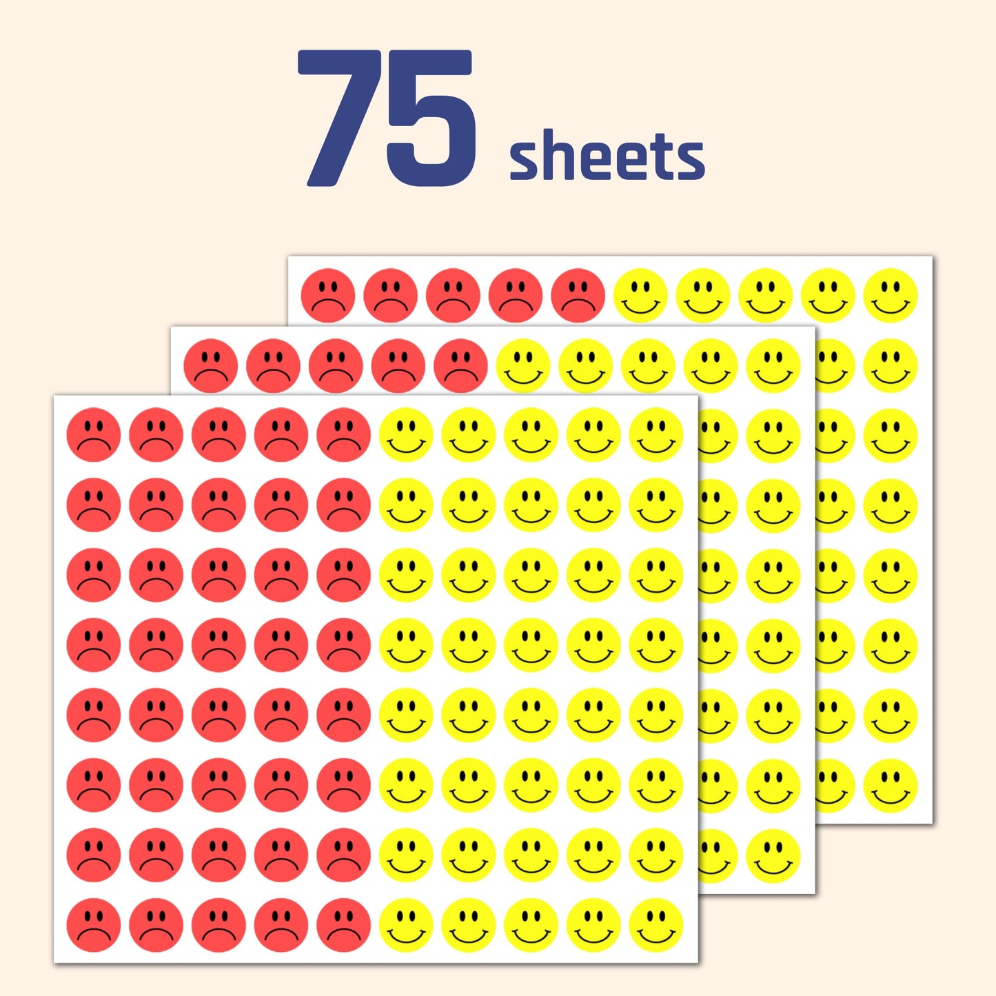 6000 Pieces - 1/2" Smiling Happy Sad Face Behavior Emotion Stickers, Red/Yellow 6000 Pieces