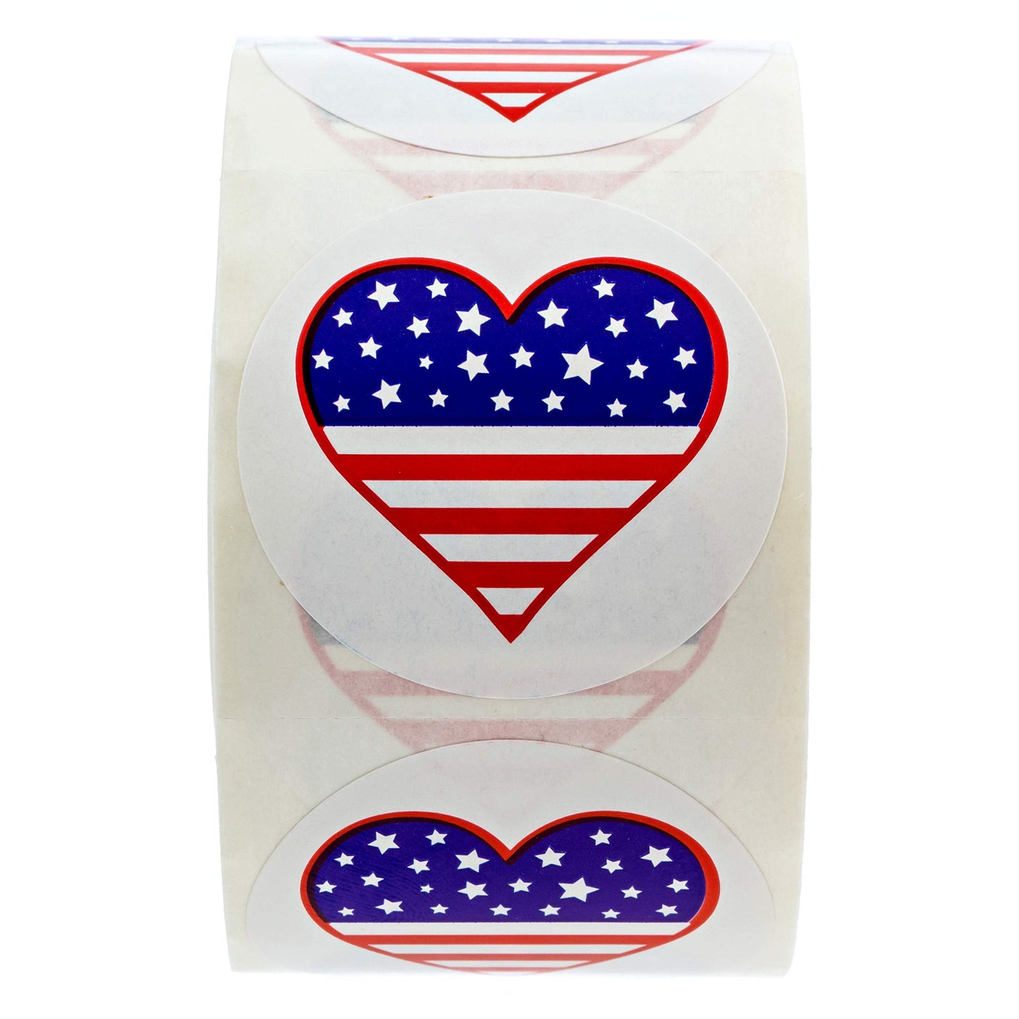 SBLABELS 500 American Flag Heart Design Stickers (Perforated) / 1.5" Circle 4th of July Stickers/Patriotic Stickers
