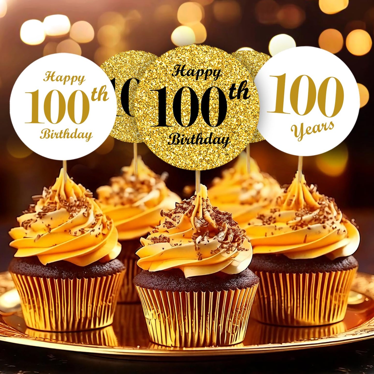 100th Birthday Gold Kisses Stickers, (Set of 216) Chocolate Drops Labels Stickers for Birthday Party, Party Favors Decor for Kisses. Made in USA
