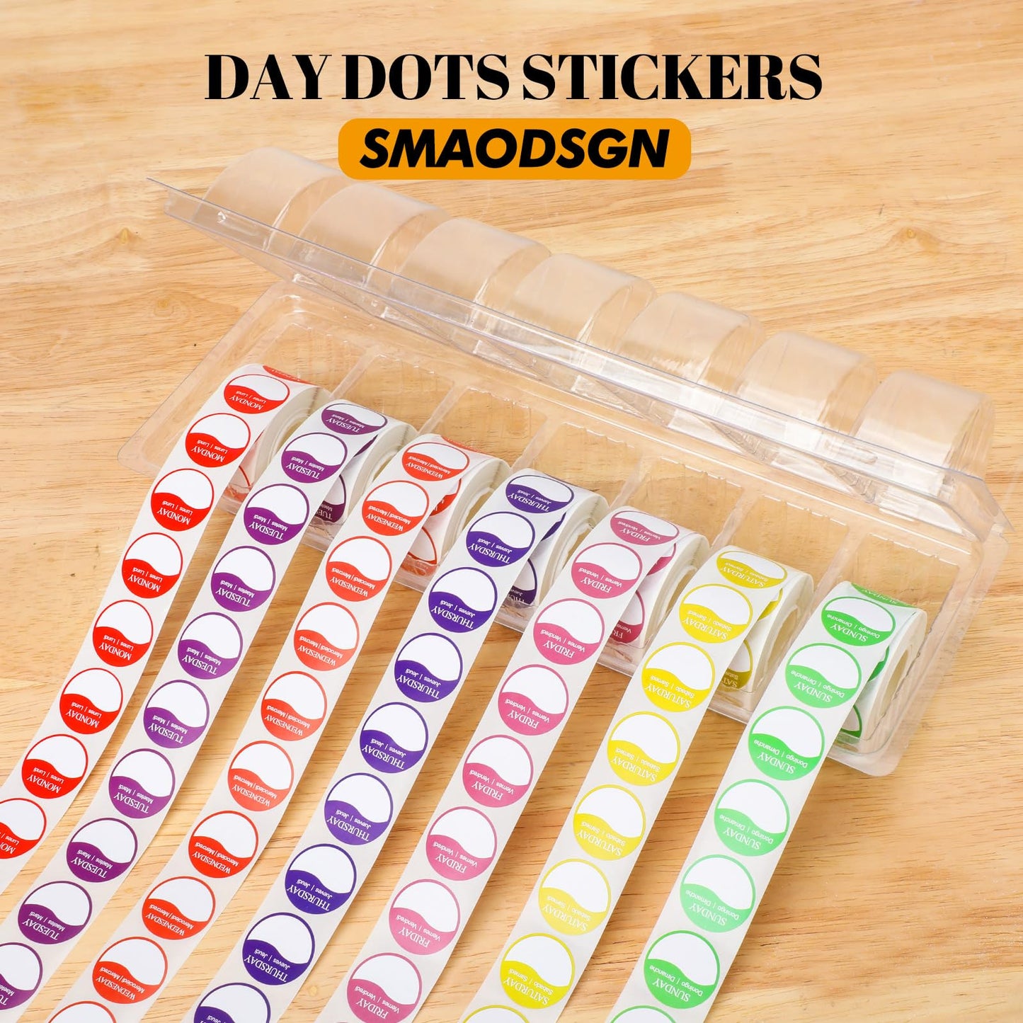 3500 Pcs Days of The Week Stickers Removable Day Label Dispenser Suit for 3/4 Inch 1 Inch Writable Stickers Storage Day Dots Food Labels Organizer for Food Container Freezer Restaurant Meal Prep