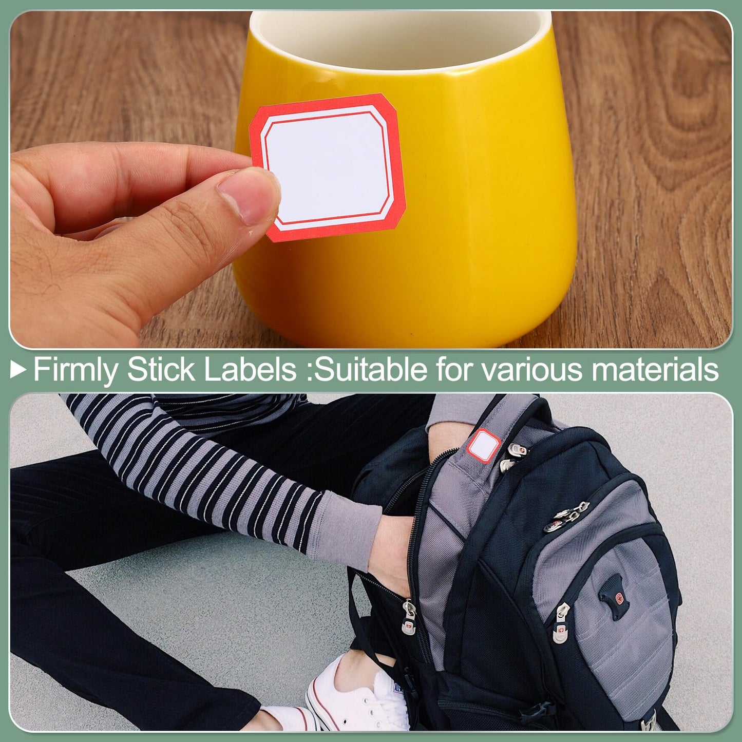 M&G 400 Pcs Name Tag Stickers, Name Labels Stickers Waterproof Adhesive Labels Blank for Stuff-Daycare Supplies Bottle Clothes Fabric Folder Office Camp, 35x45mm, Red White