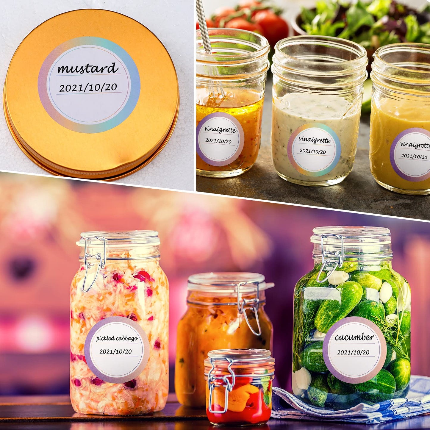 Marspark 600 Pieces 2 Rolls Canning Jar Labels - Round Mason Sticker for Ball Jars, Colorful Removable 2-Inch Labels for Jelly, Homemade Food Containers and Canning Lids