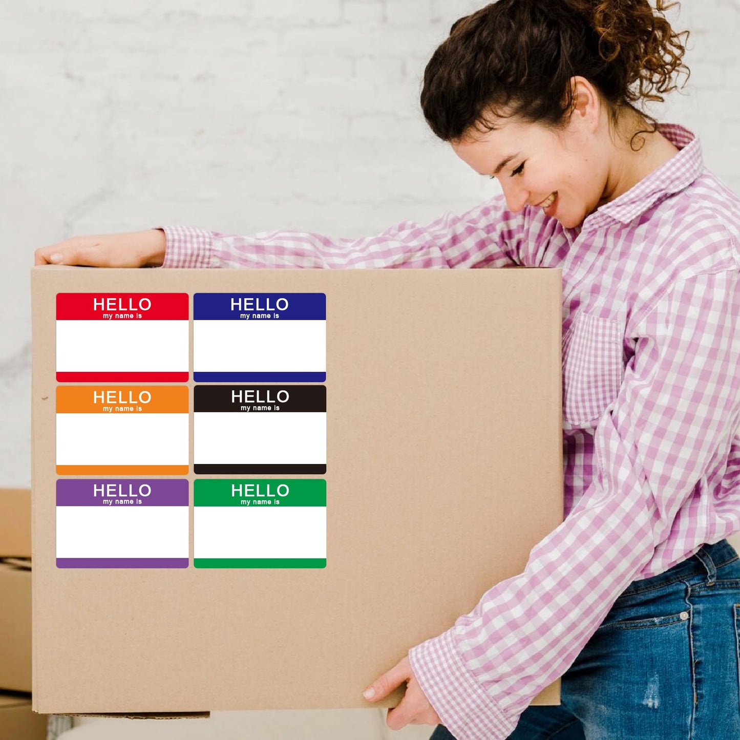 Hybsk Hello My Name Is Red Name Tag Identification Stickers 3-1/2” x 2-3/8” Total 200 Labels Per Roll (Red)