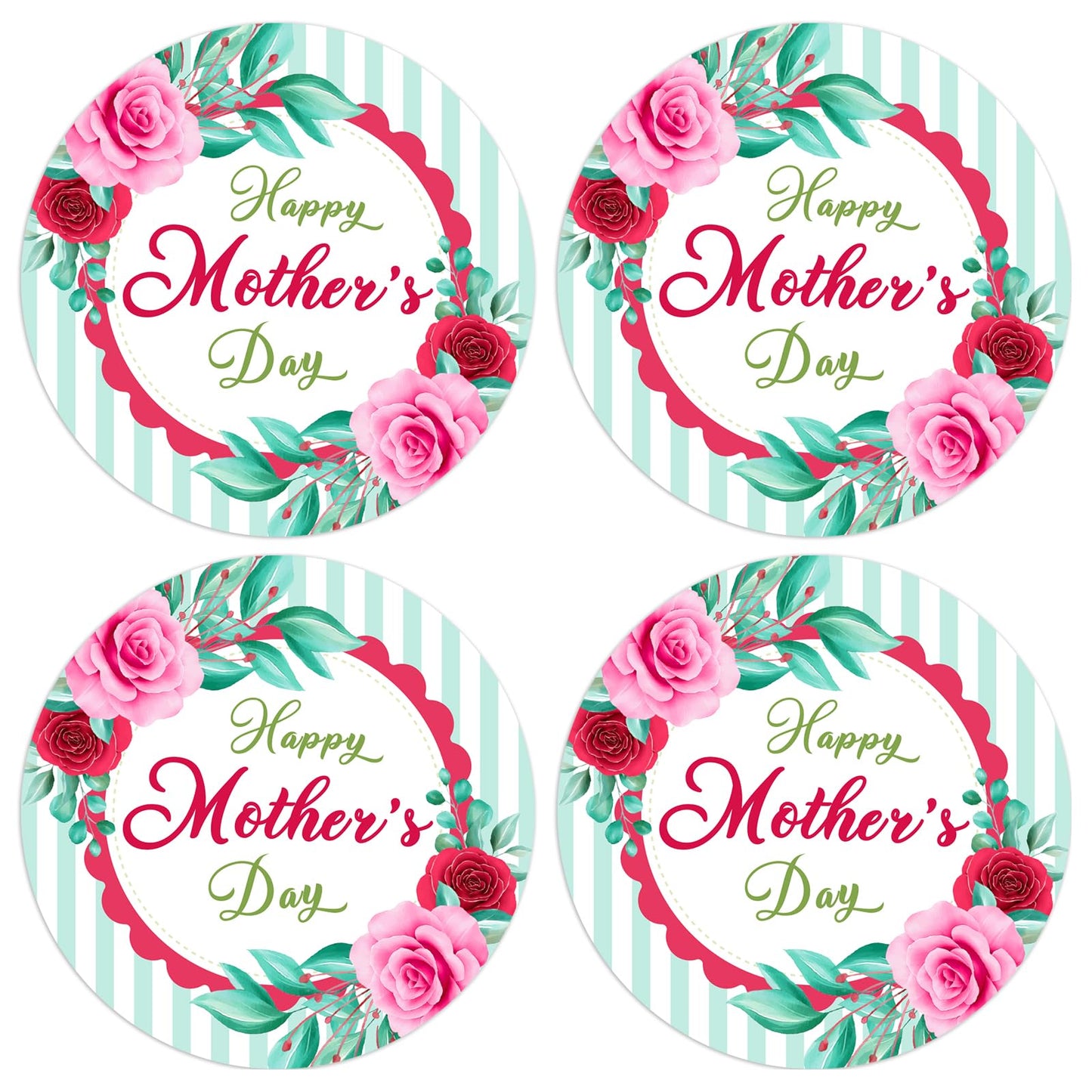 Happy Mothers Day Stickers - 36Pcs 1.5Inch Mother's Day Gift Tag Stickers - Pink Flower Mom Sticker for Envelope Seals Card Boxes Party Favor