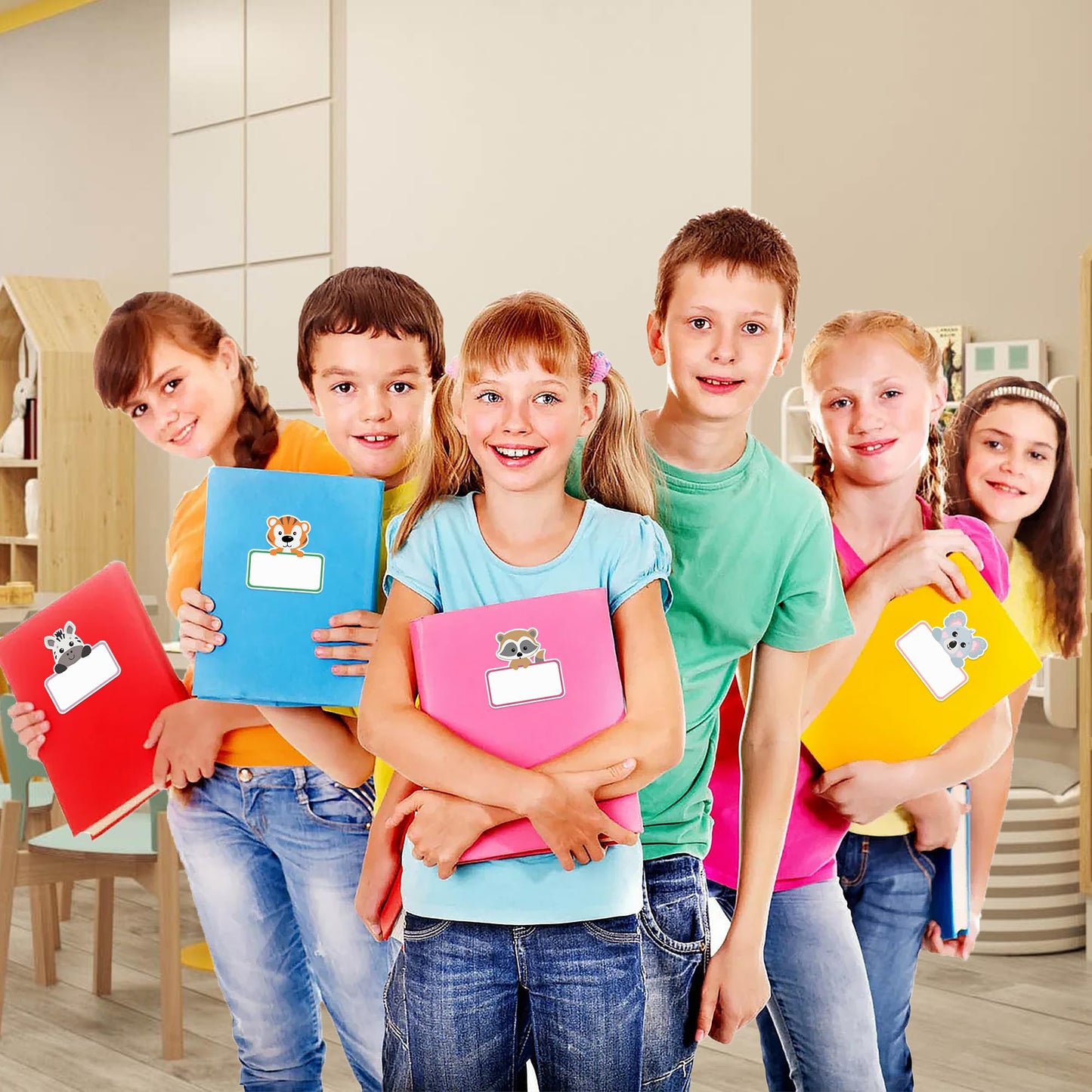 Lucleag 135 PCS Animal Name Tags Stickers, Self Adhesive Jungle Animals Name Tag Labels Stickers for Classroom Back to School Student Office Desk Cubby Locker Bulletin Board Decor