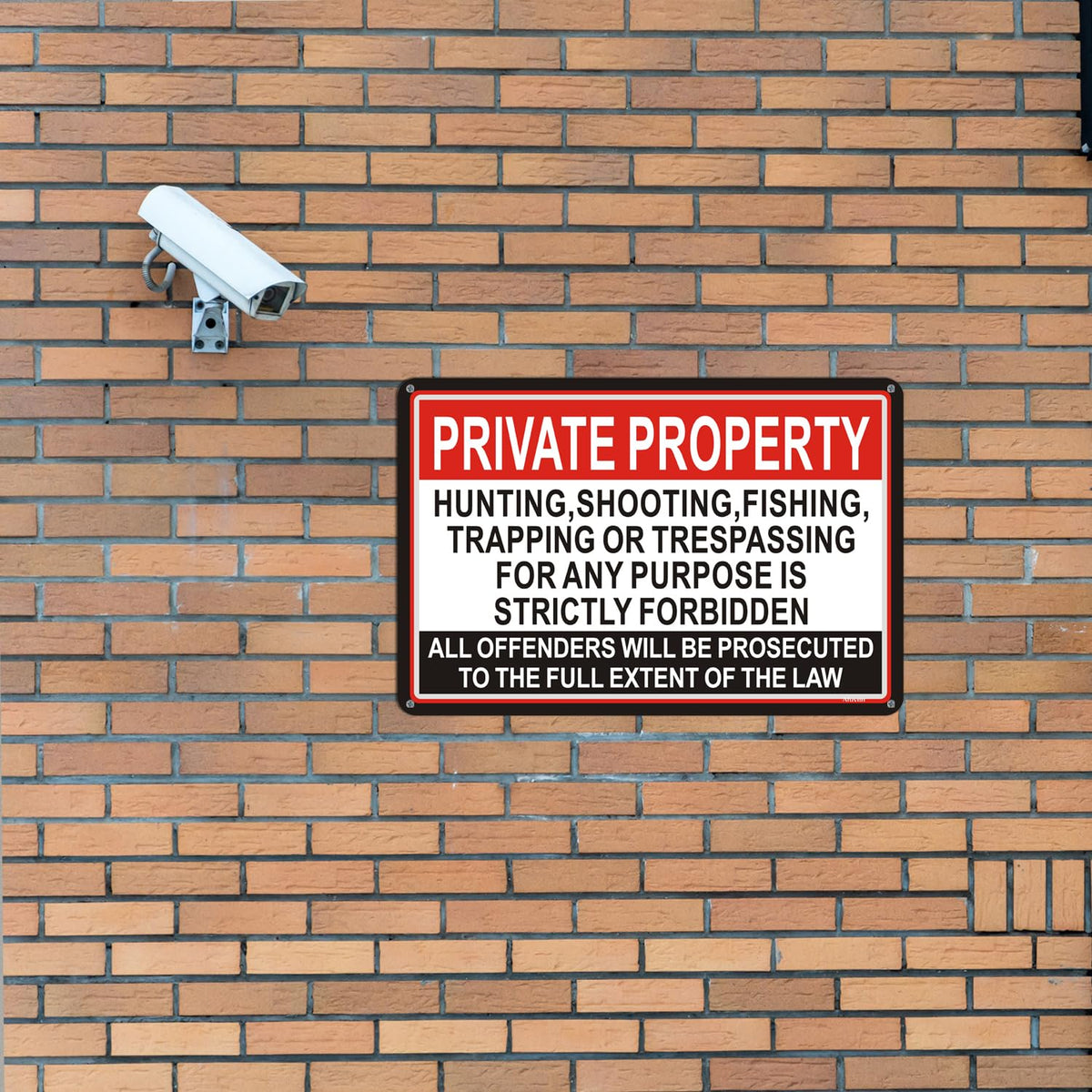 Private Property No Hunting Shooting Fishing Trapping or Trespassing for Any Purpose is Strictly Forbidden,Offenders Will Be Prosecuted Signs No Trespassing Signs 18x12 inches Metal 2 Pack