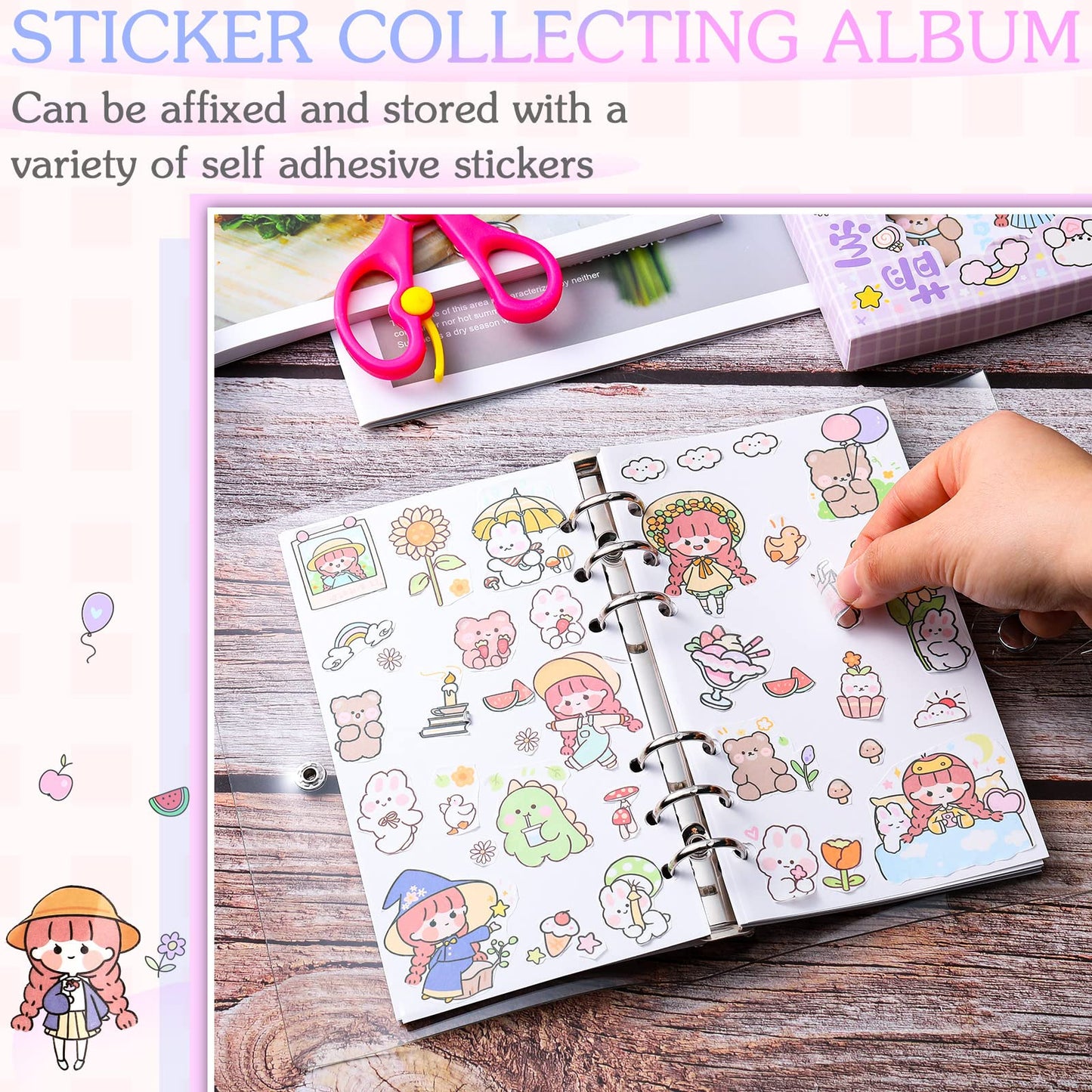 Reusable Sticker Book Collecting Sticker Binder 40 Sheets PVC Transparent Shell Collection Album for Collecting Labels Book Storage(2 Piece,A6) 2 A6
