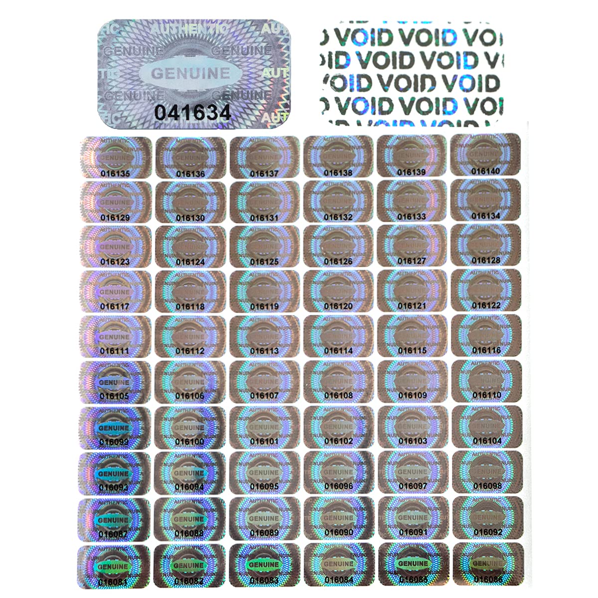 1200 pcs Hologram Security Tamper evident Stickers Warranty Void Seal Labels with Unique Serial Number Genuine Authentic Tamper Proof Sticker(1X0.6 inch) 1200pcs,silver