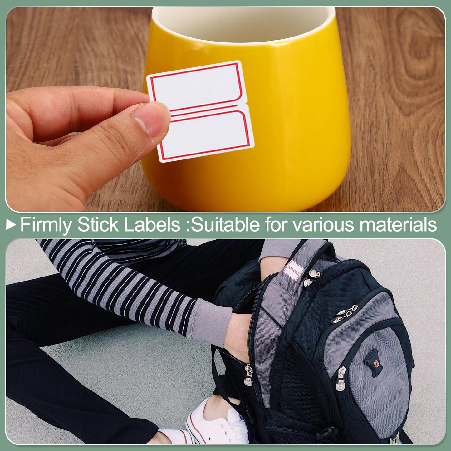 M&G 600 Pcs Name Tag Stickers, Name Labels Stickers Waterproof Adhesive Labels Blank for Stuff-Daycare Supplies Bottle Clothes Fabric Folder Office Camp, 24x27mm, Red White