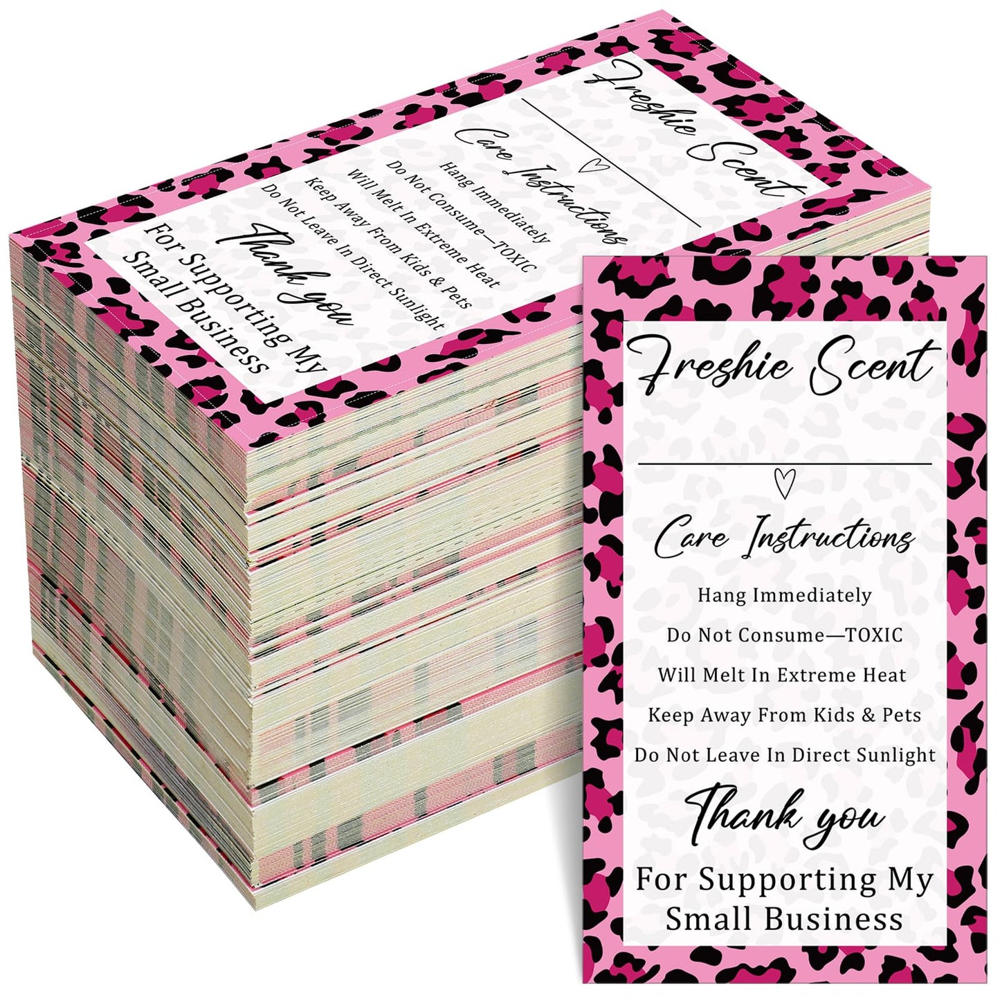 Teling 300 Pcs Freshie Care Instruction Stickers Car Freshie Scent Label Stickers 2 x 3.5 Inches Waterproof Warning Labels Supplies for DIY Crafts (Pink) Pink