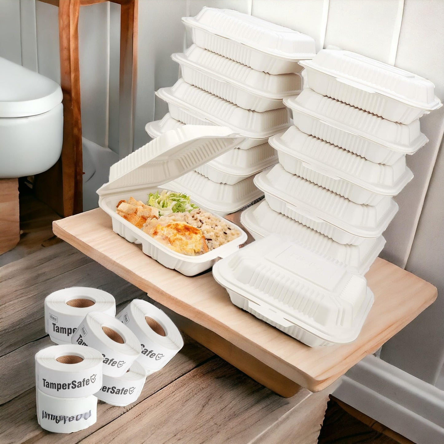 TamperSafe Tape, Tamper Safe for Safe Delivery Label, TamperSafe Stickers, Tamper Safe Seal for Food Container 1 x 3 Inch, 250/Rol (White) White