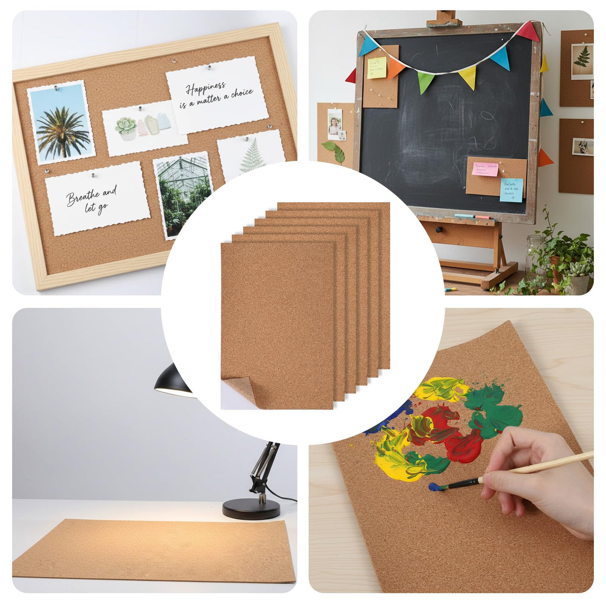 6PCS Adhesive Cork Sheets 11.8X8.26in | 1mm Thick Cork Sheets with Adhesive Backing for DIY Coasters Crafts Wall Decor Coffee Crafts Insulation Wedding Party