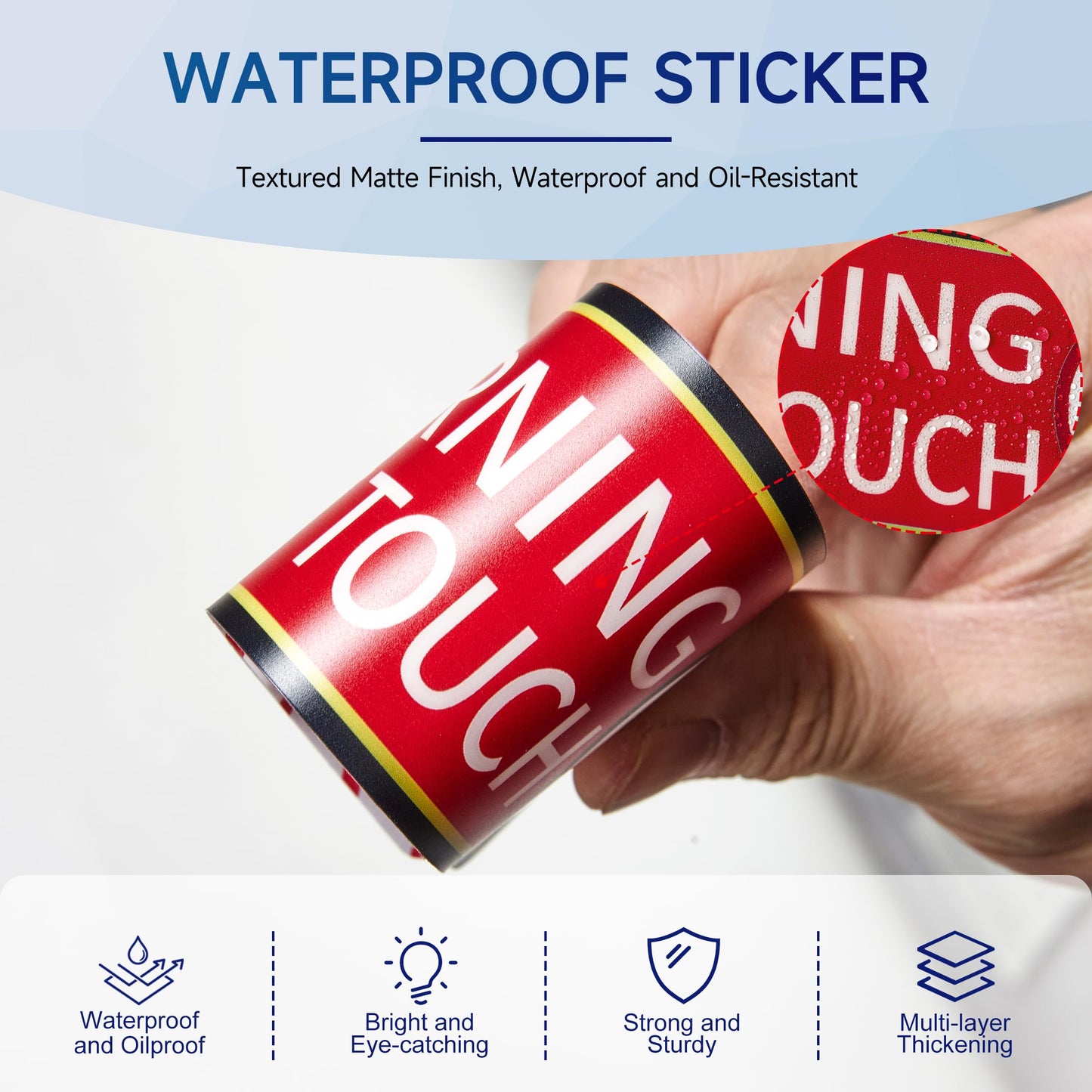 4 PCS Do Not Touch Warning Stickers,Self Adhesive Peel and Stick Vinyl Decal Do Not Use Hand Sign for Wall, Cars, Laptops, Glass, Toolbox Rectangle
