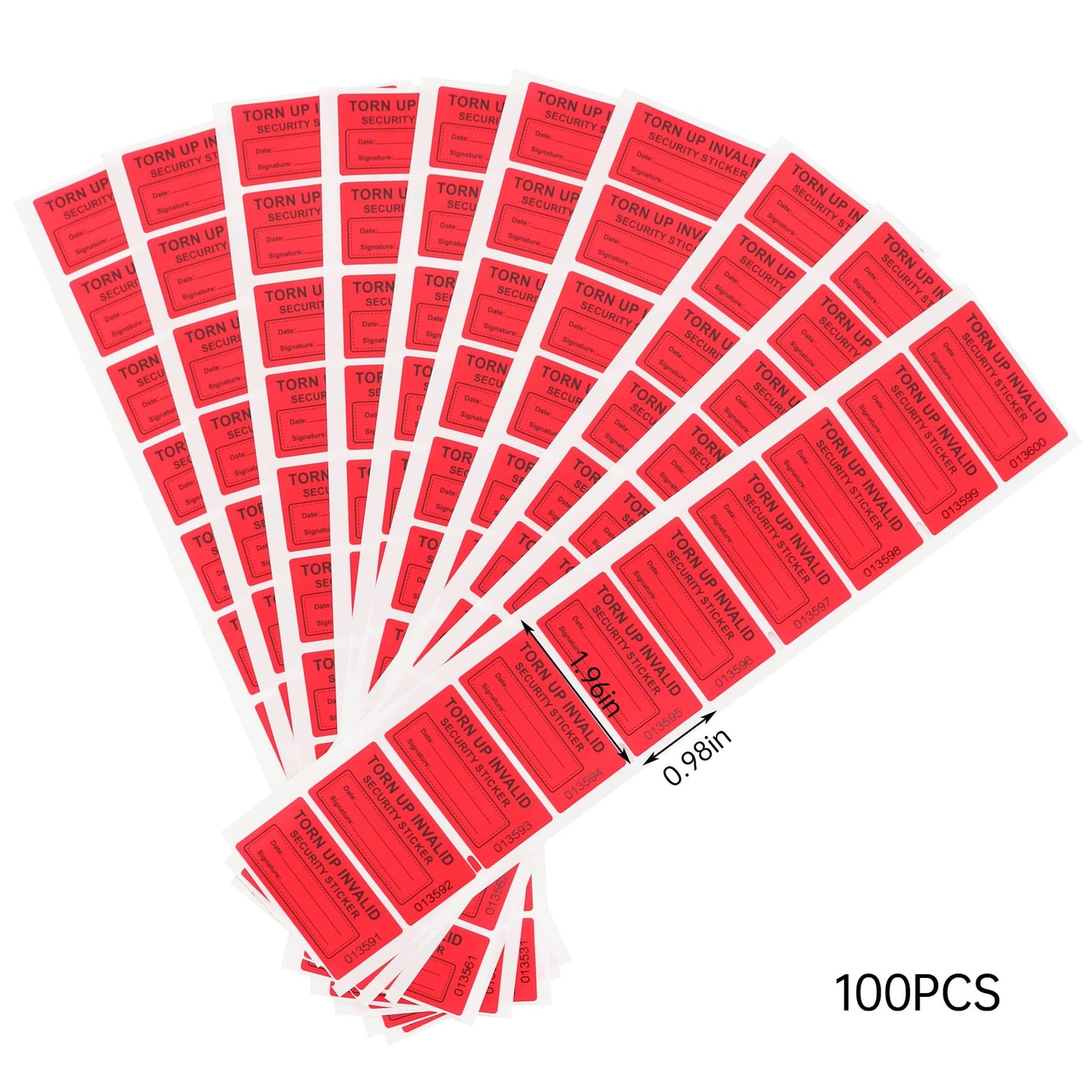 100Pcs Tamper Evident Security Stickers 1x2 inch Red Complete Transfer Tamper Proof Labels Safety Torn up Invalid Seals Tape (Red)