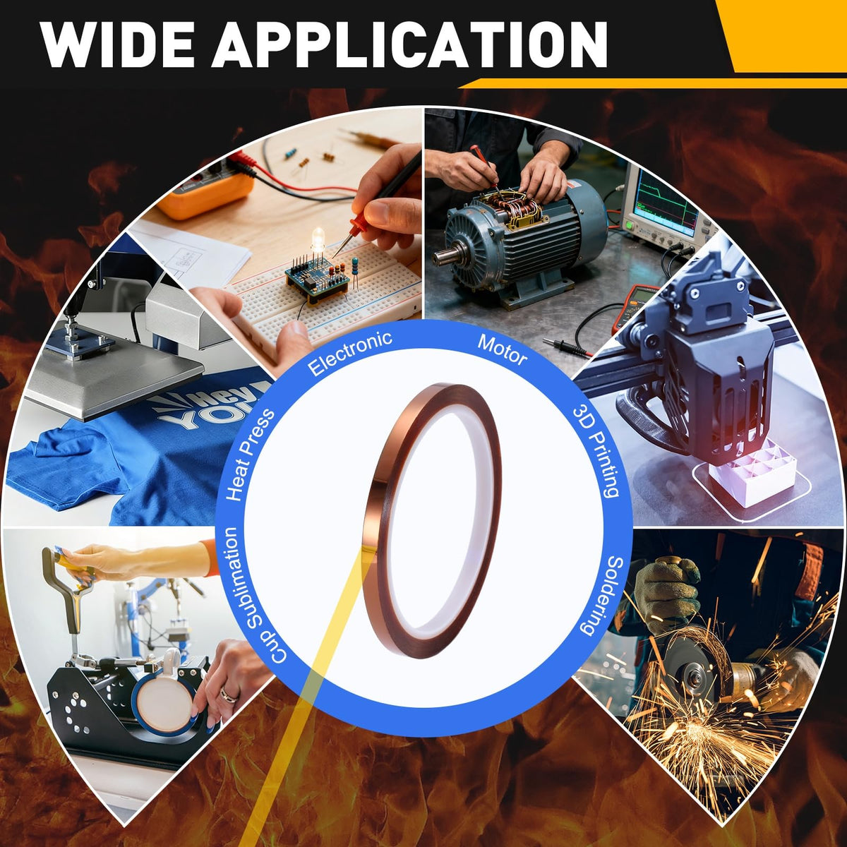 uxcell 2 Rolls Heat Tape, 6mm x 33m (108ft) Polyimide Heat Transfer Sublimation Tape No Residue High-Temperature Resistant Tapes for Heat Press Soldering Circuit Board, Brown 6mm x 33m (108ft)
