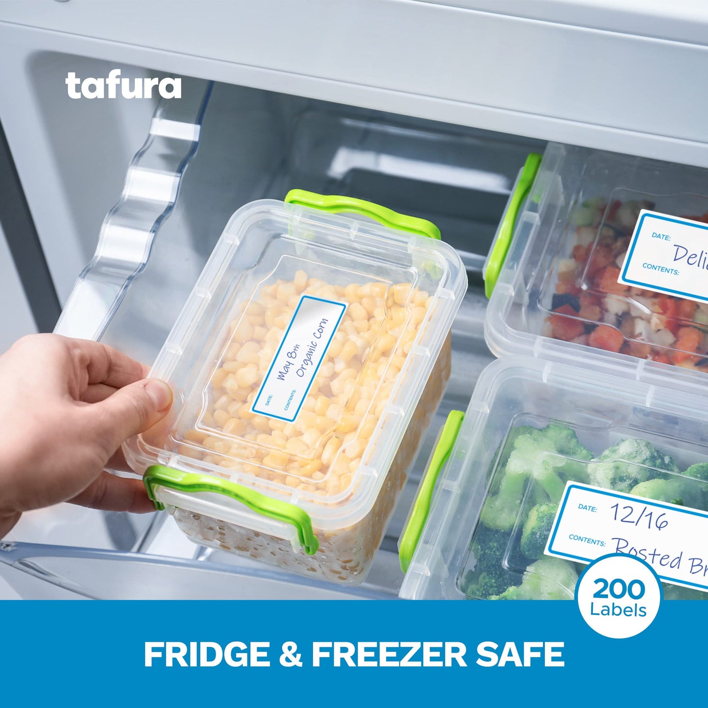 Tafura Food Labels (200 pcs) Freezer Labels for Food Containers | Removable Food Labels Stickers, Easy Write On, No Residue, 1x3 Inch