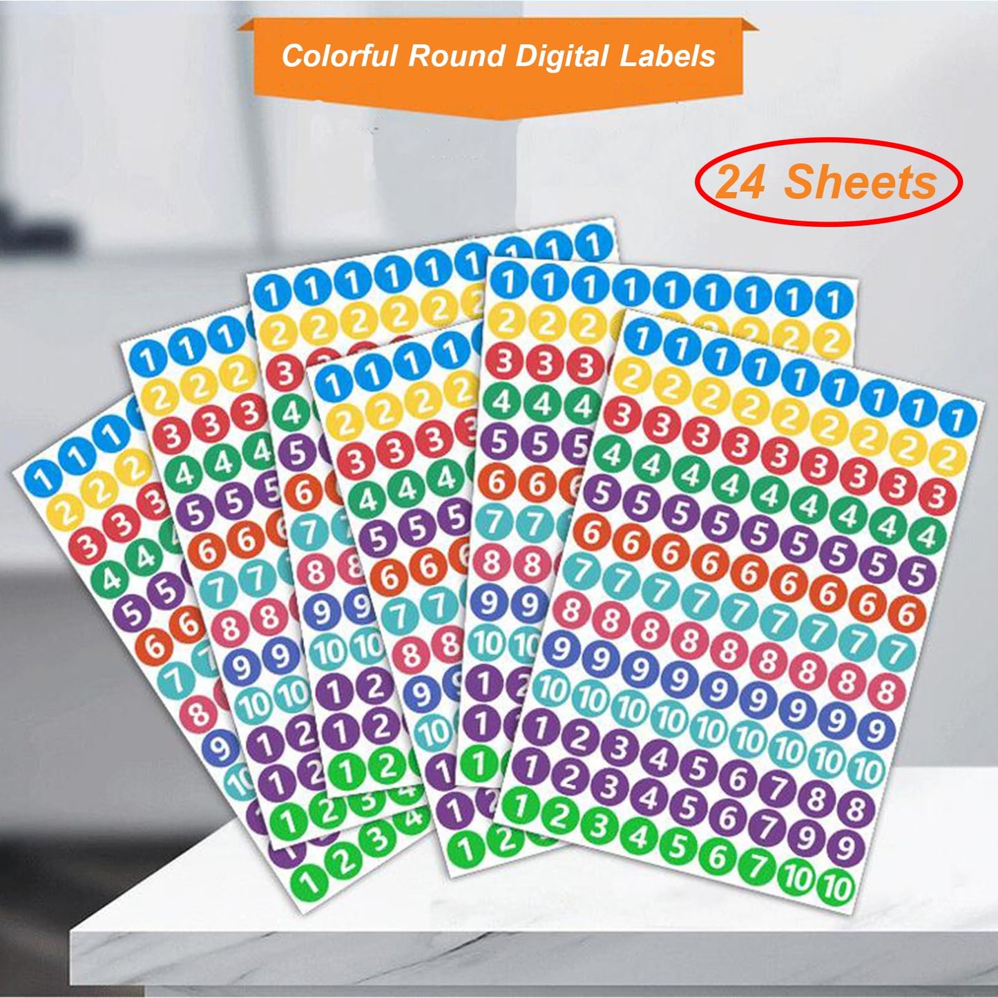 RIVEENY 24 Sheets 1 to 10 Number Stickers Vinyl Consecutive Number Stickers Self Adhesive Decal for Indoor and Outdoor Waterproof Labels Number Inventory Stickers for Inventory Classification Style-b