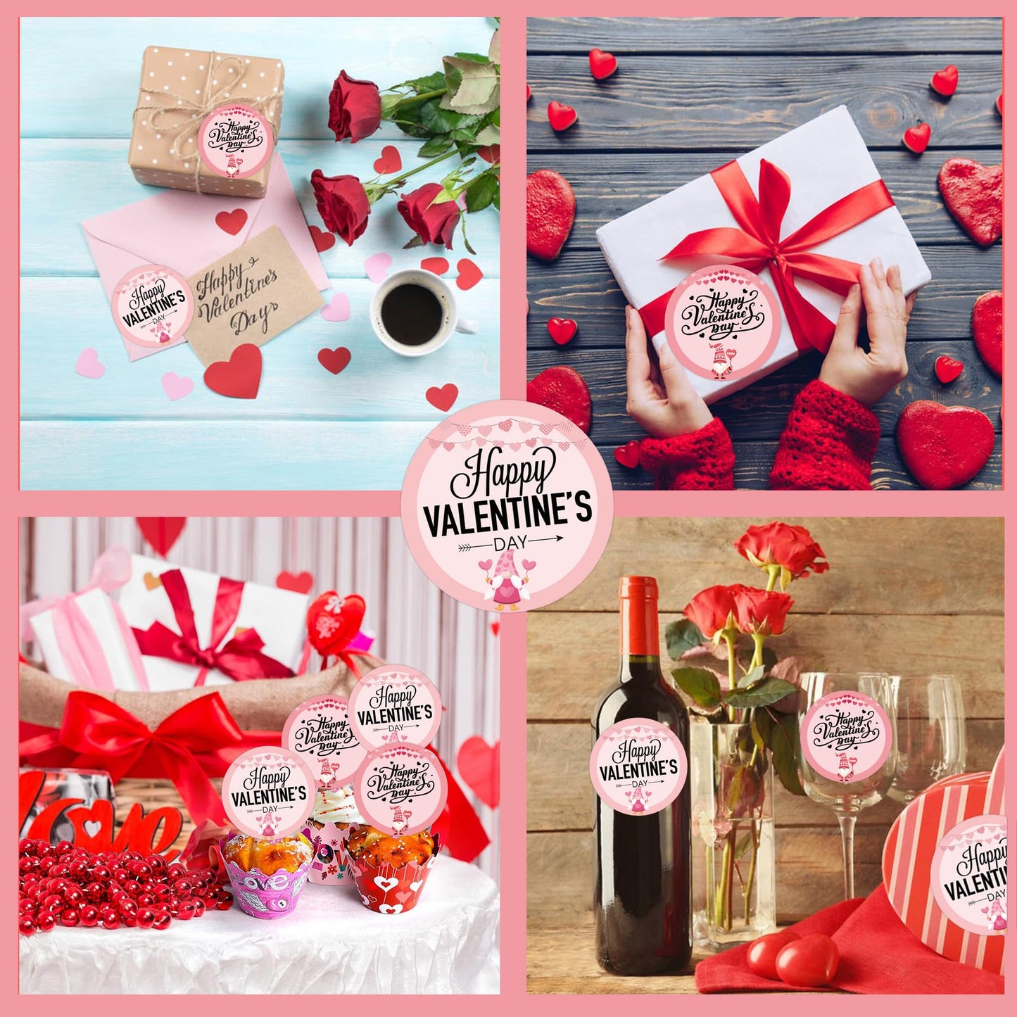 Valentine Direct Thermal Stickers Happy Valentine's Day Sticker Labels 2 inch Sweet Heart Valentine's Day Love Decorations for Thermal Label Holiday Party Shipping Sticker 500 Pcs (Valentine's)