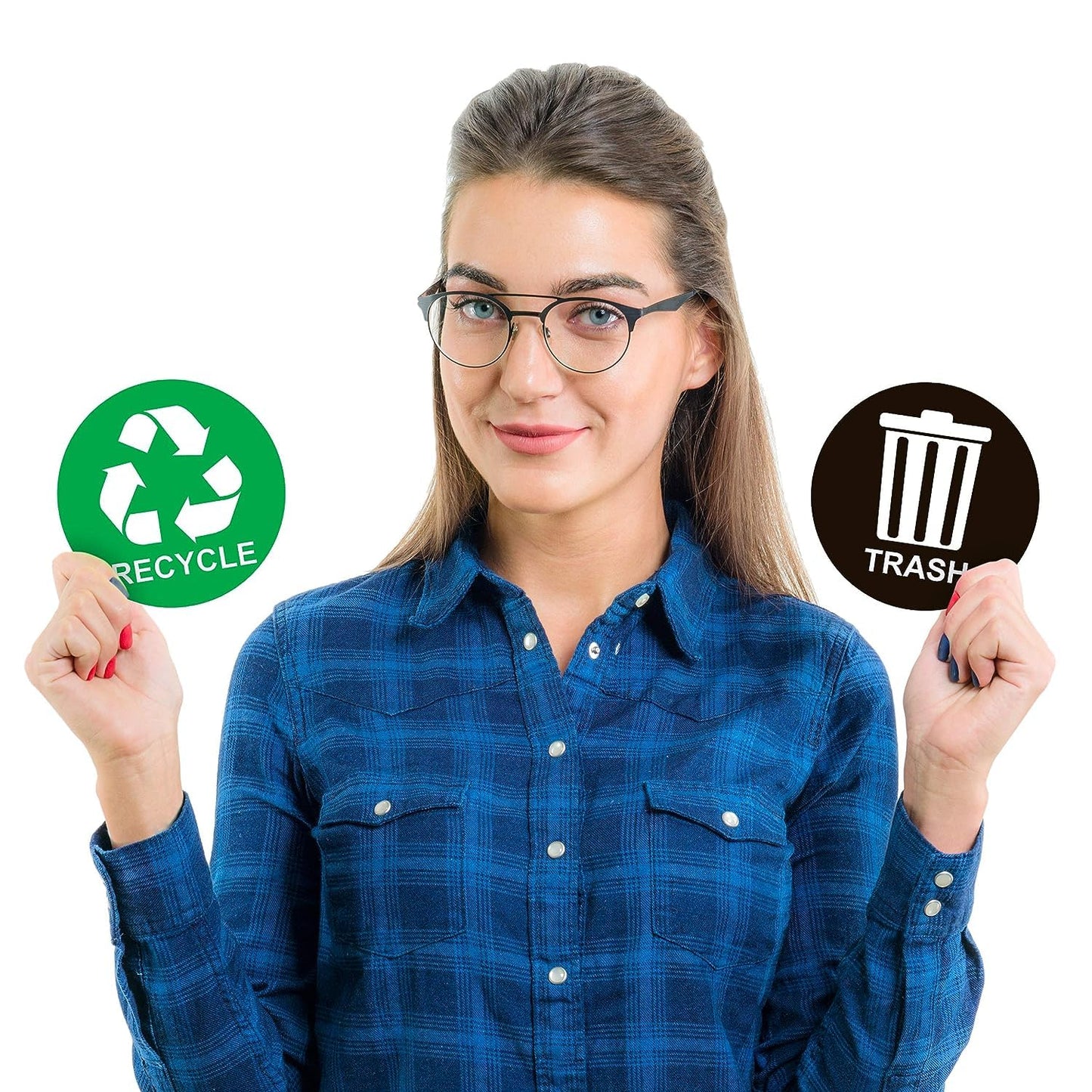 Recycle Sticker for Trash Bins - Perfect Recycling Stickers for Trash Can - 2 Pack - 5" by 5" Decal Logo - Ideal Label Sign for Home or Office Refuse Bin - Suitable for Indoor/Outdoor use Green, Black