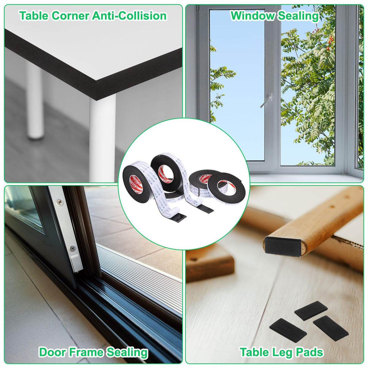 PATIKIL Sponge Rubber Foam Tape, 3/8" W x 1/8" t x 16.4ft l Self-Adhesive Foam Insulation Tape Weather Stripping for Window Door Soundproofing Weatherstrip AC Seal Strip, Black 3/8" x 1/8" x 16.4ft