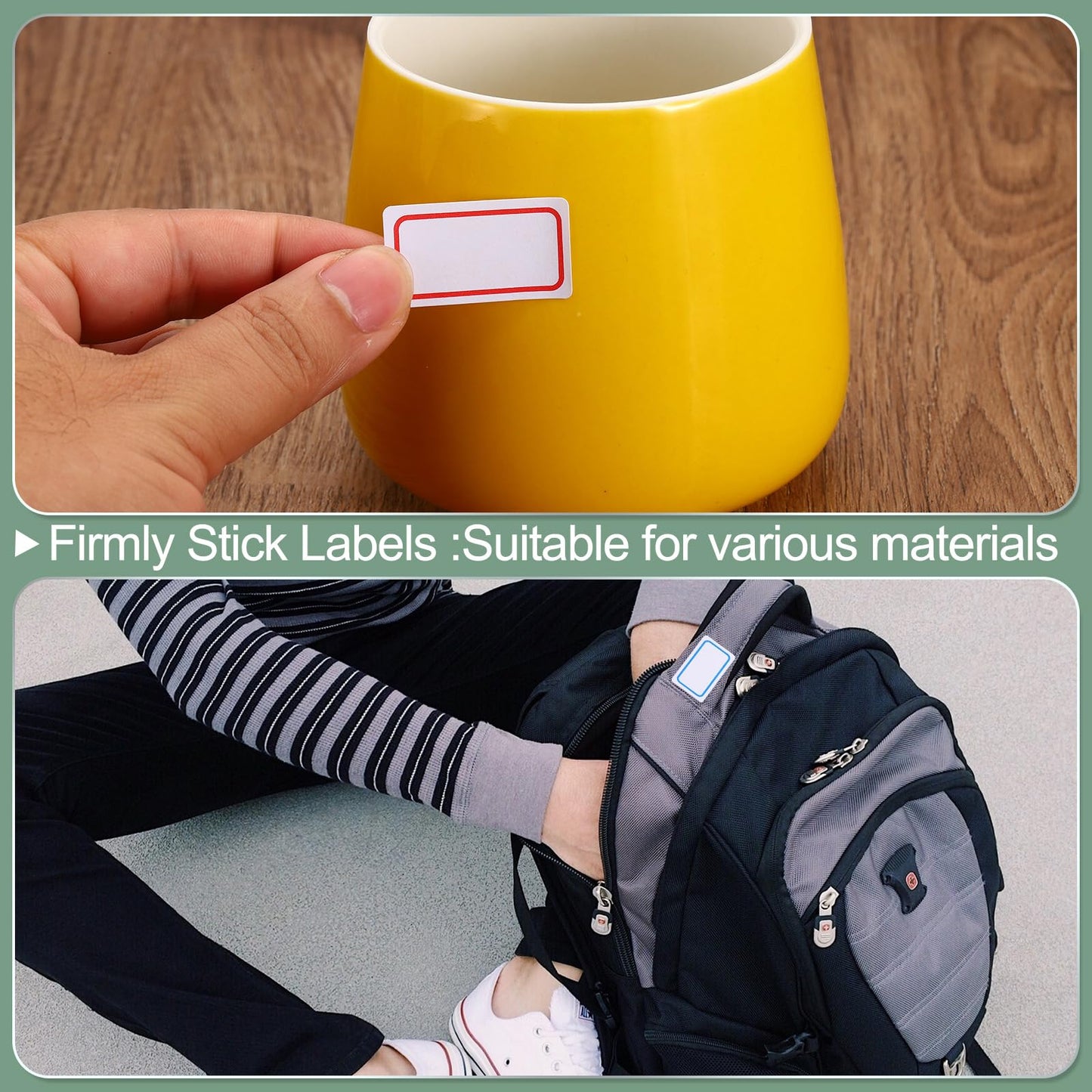 M&G 100 Pcs Name Tag Stickers, Name Labels Stickers Waterproof Adhesive Labels Blank for Stuff-Daycare Supplies Bottle Clothes Fabric Folder Office Camp, 51x76mm, Red White