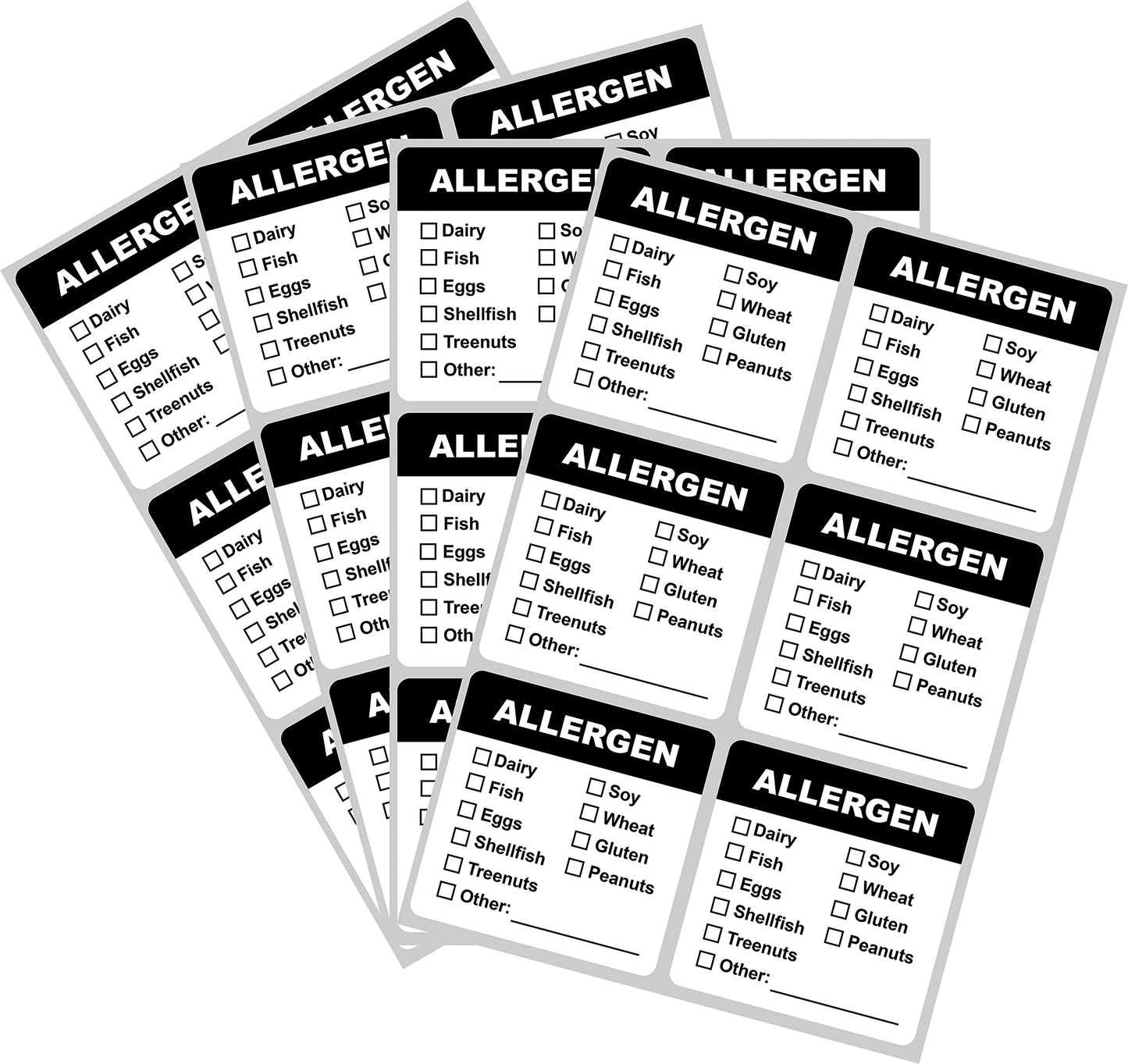 Allergen Warning Stickers Labels - 2x2 inch Food Rotation Labels Allergen Warning Label 300 PCS Adhesive Allergy Stickers