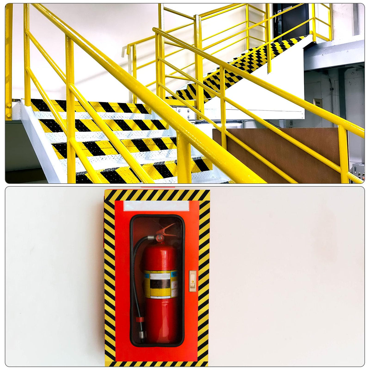 PATIKIL Stripe Caution Sticker Tape, 4 Pcs 39.4" x 3.9" PVC Self Adhesive Safety Warning Stripe Labels Decal Tape Waterproof for Stair Floor Wall, Yellow