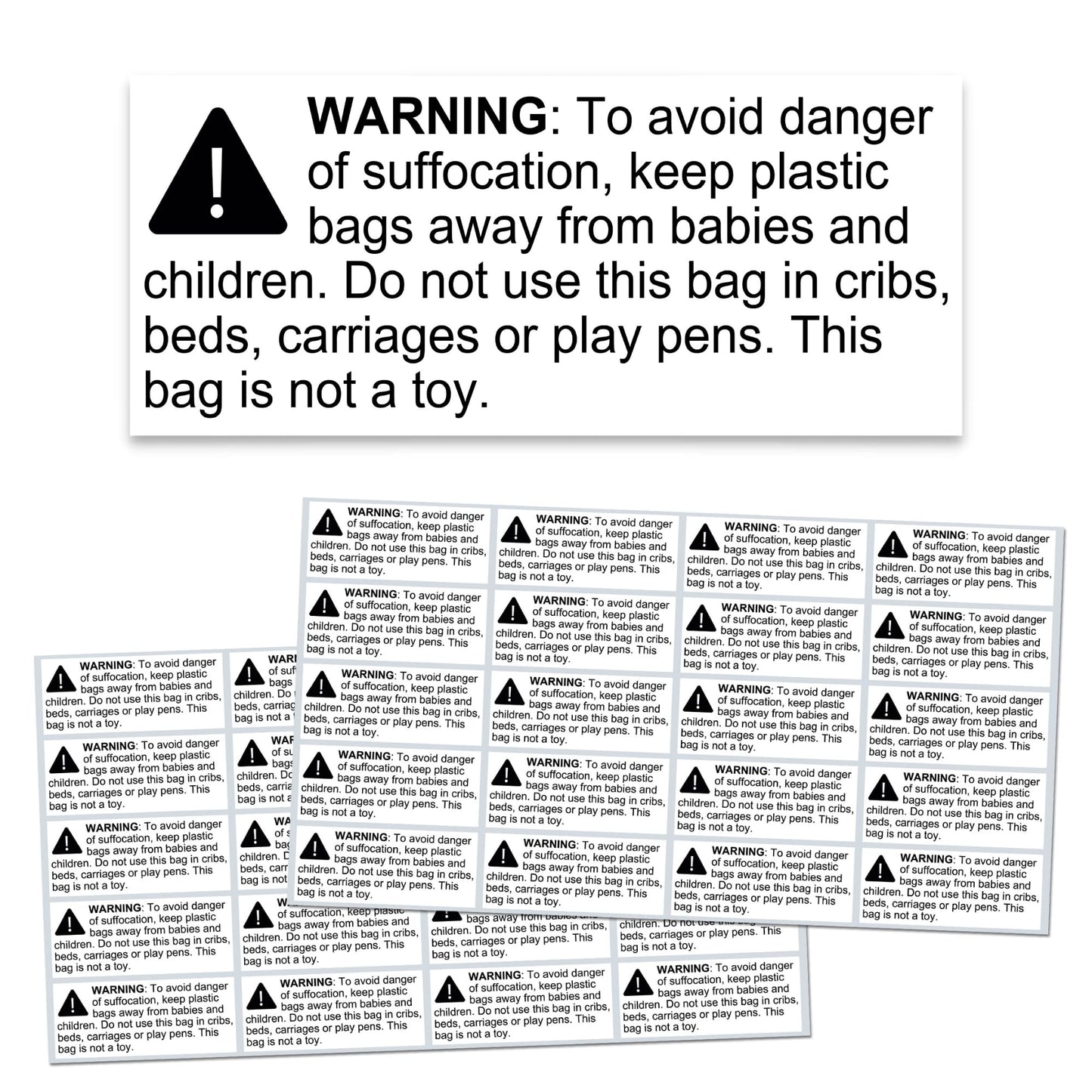 Rectangular Suffocation Warning Labels - Pack of 1000, 2.4 x 1