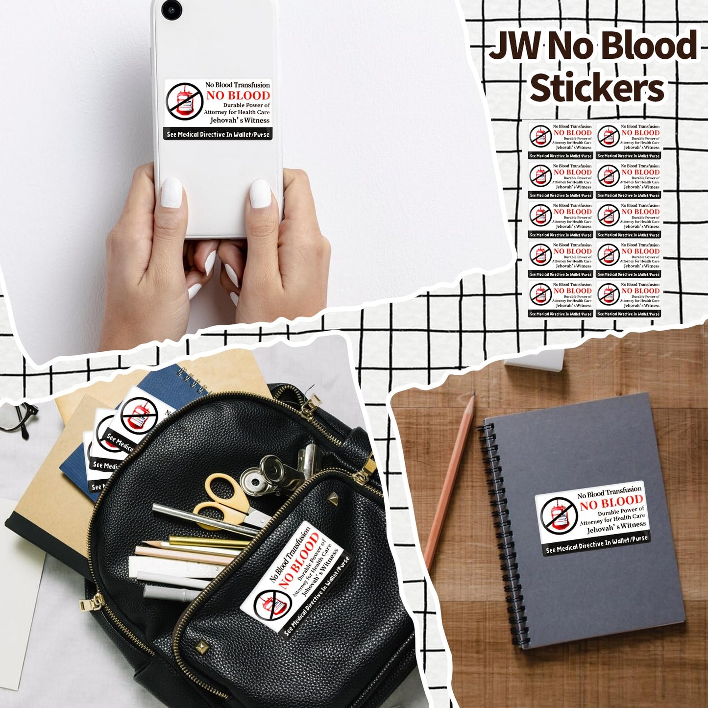 20 Pcs Jehovah's Witness No Blood Stickers - JW Meeting Accessories & Ministry Supplies - Gifts for JW.org Pioneer Convention 20