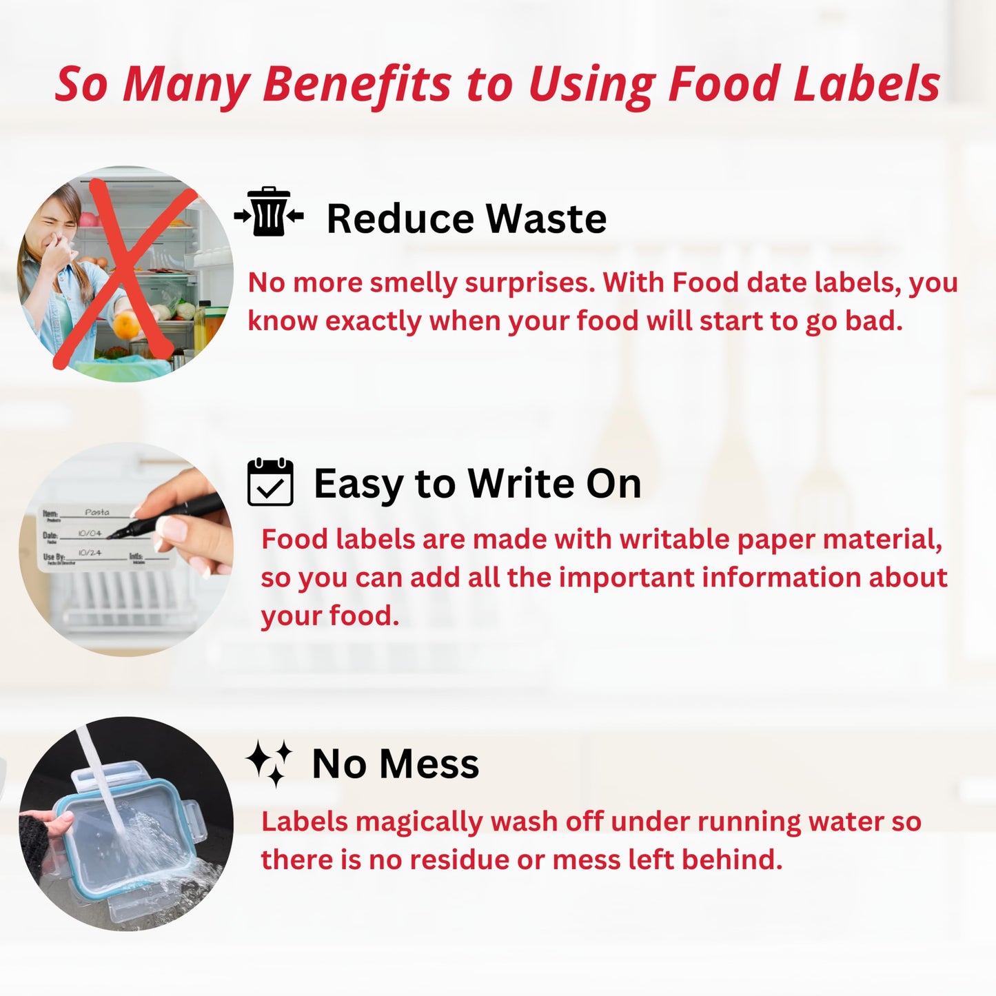 2x1 Dissolvable Labels for Food Storage - Container Stickers, Date Labels (250, Blank) 250 White