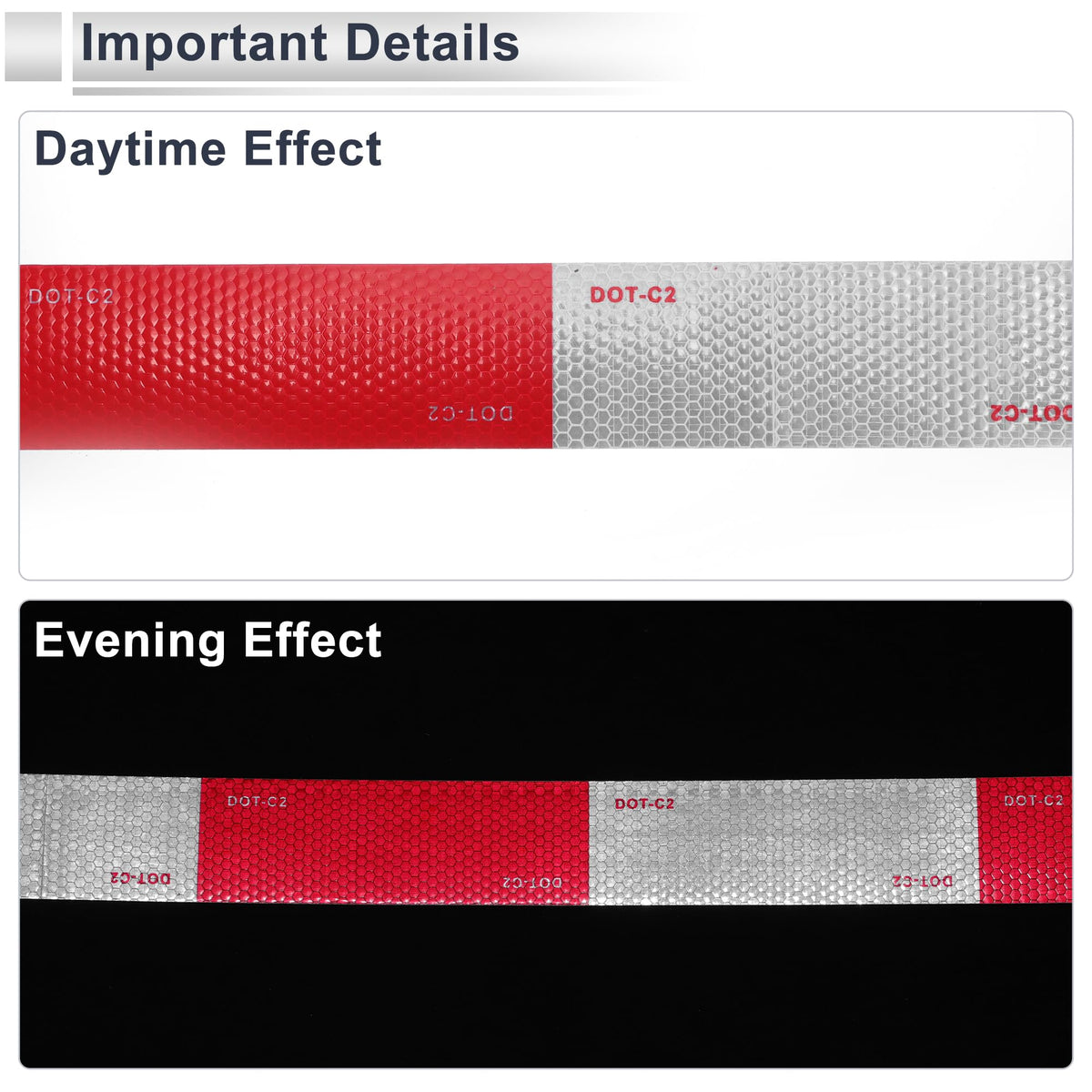 Reflective Tape 16.4ft x 1.97" Argyle Warning Safety Adhesive Tape Outdoor Reflector for Cars Trucks Red,White 1 Pc 16.4ft x 1.97"