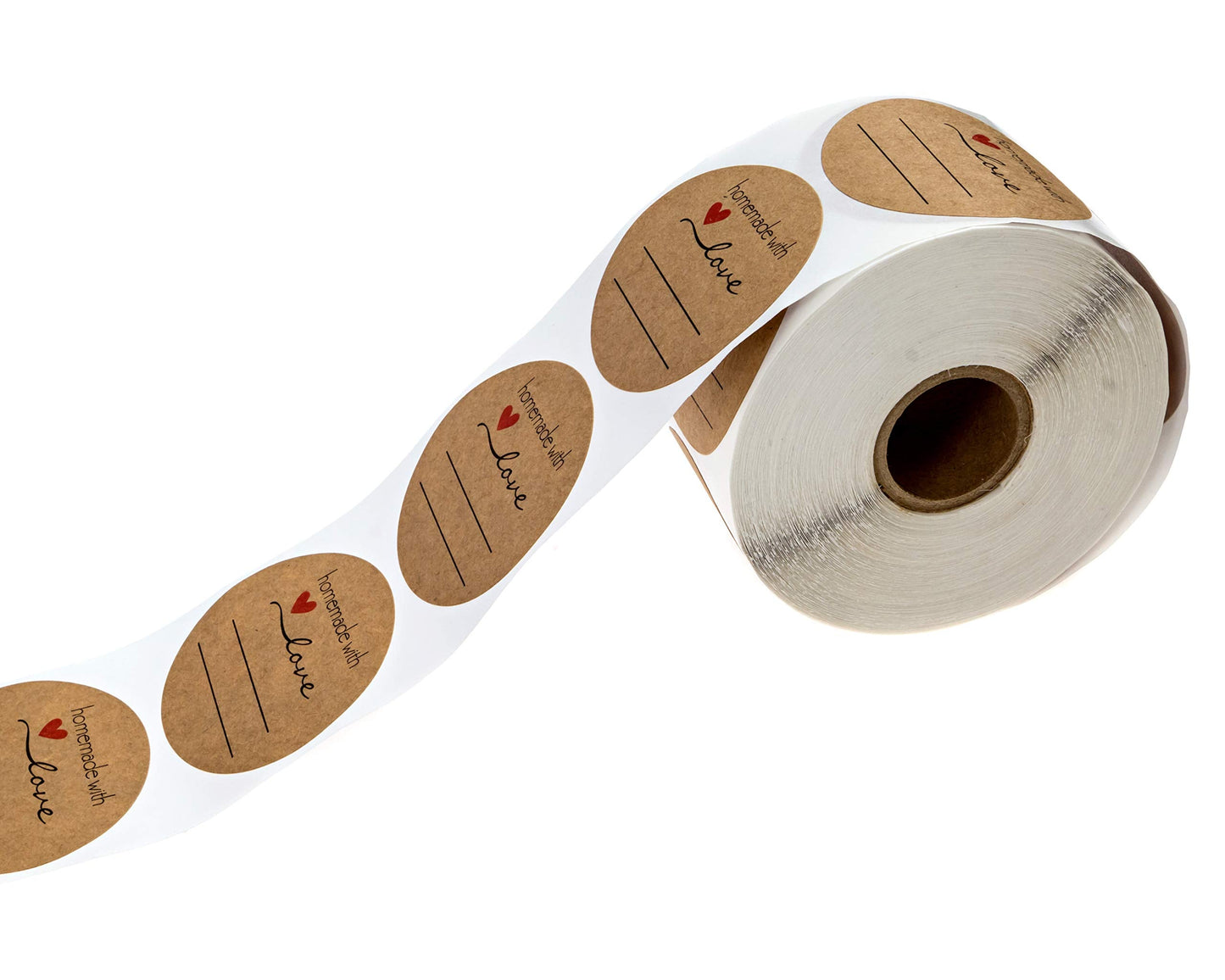2" Homemade with Love Sticker with Writing Lines / 2" Round Homemade with Love Canning Label / 500 Jar Labels Roll/Made in The USA Homemade With Love With Lines