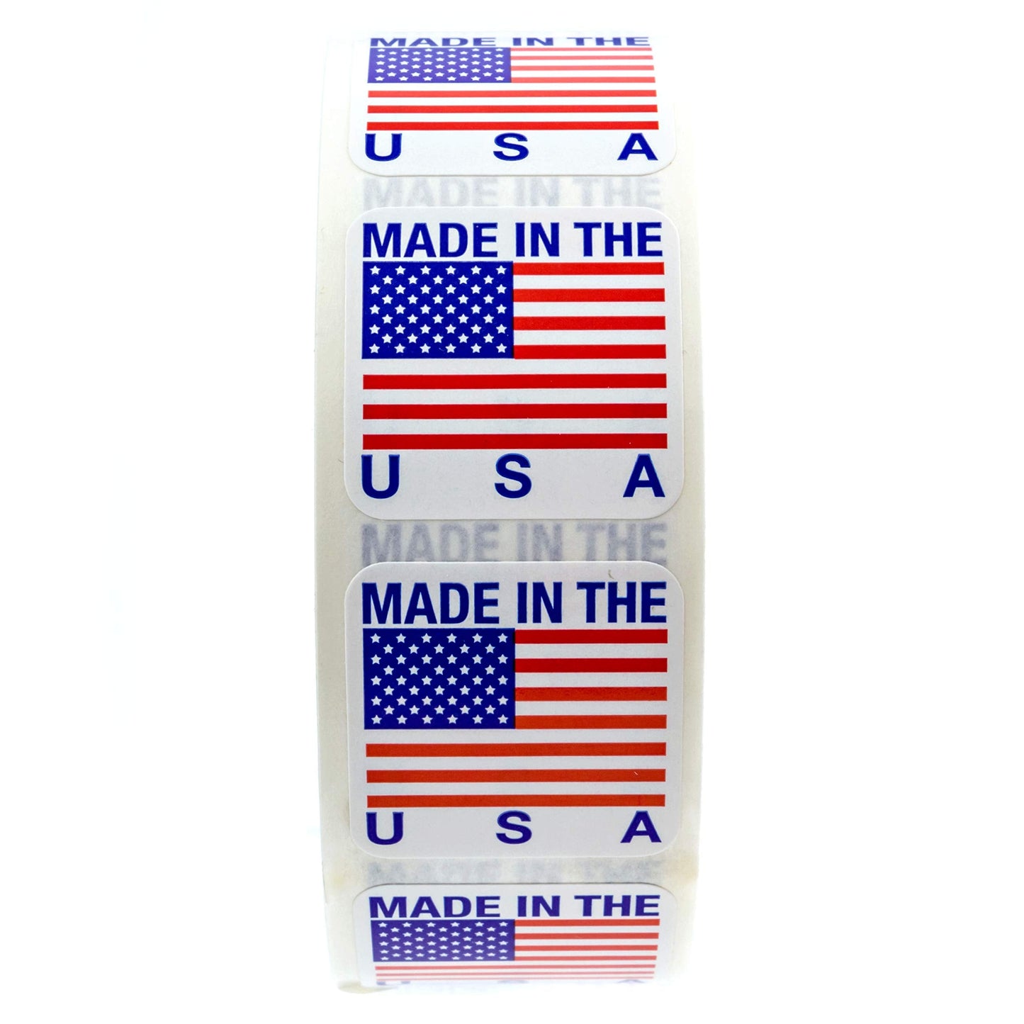 1" x 1" Made in The USA Stickers / 1000 American Manufacturer Labels Roll/Square USA Made Small Business Patriotic Packaging Label/Made in America