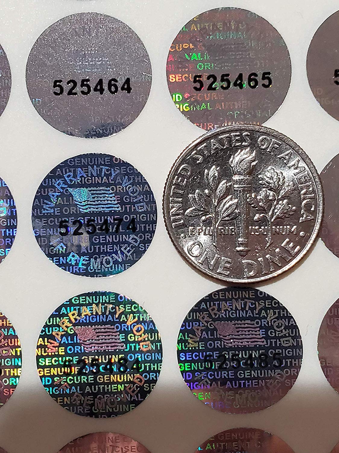 14 MM (0.53 inch) with Serial Number Round Tamper Evident Security Void Hologram Labels Seals Stickers- Maxhologram Brand (100) 100