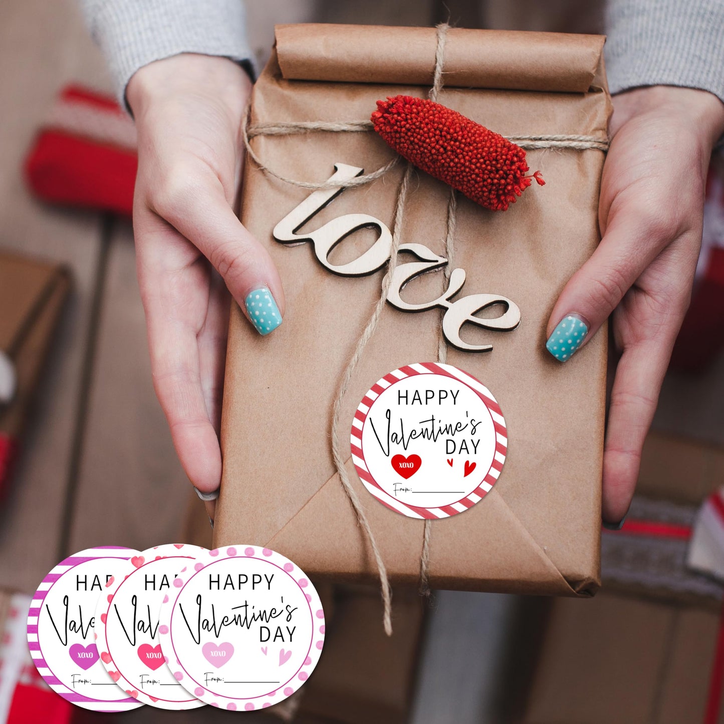 10 Pcs of 4 Different Design Valentine's Day Stickers, Happy Valentine's Day, Suitable for Gift Boxes, Envelopes, Snack Seals, Valentine Party Supplies & Favor - A01 Red & Purple & Pink