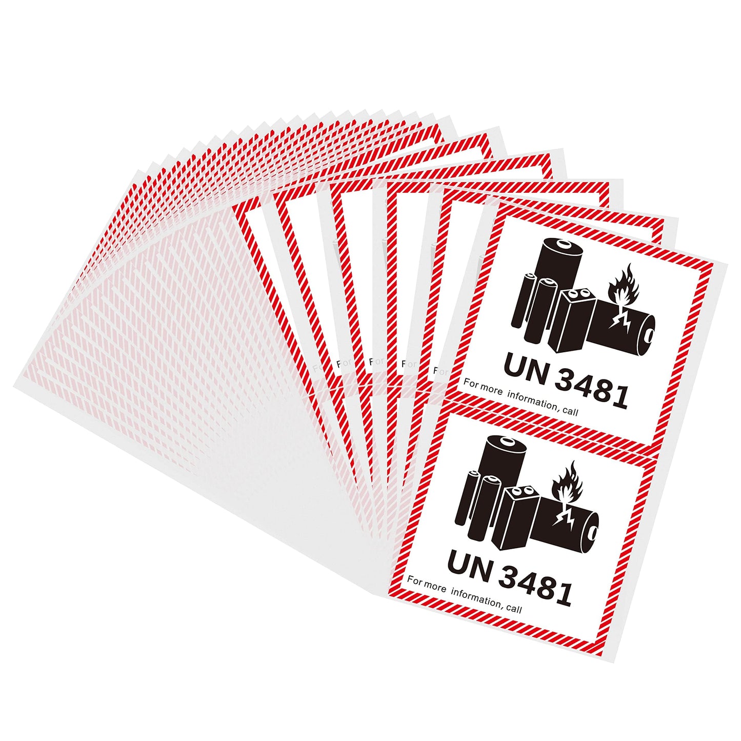 UN 3481 Labels Lithium Ion Battery Warning Labels Pack of 50 Adhesive Stickers UN3481