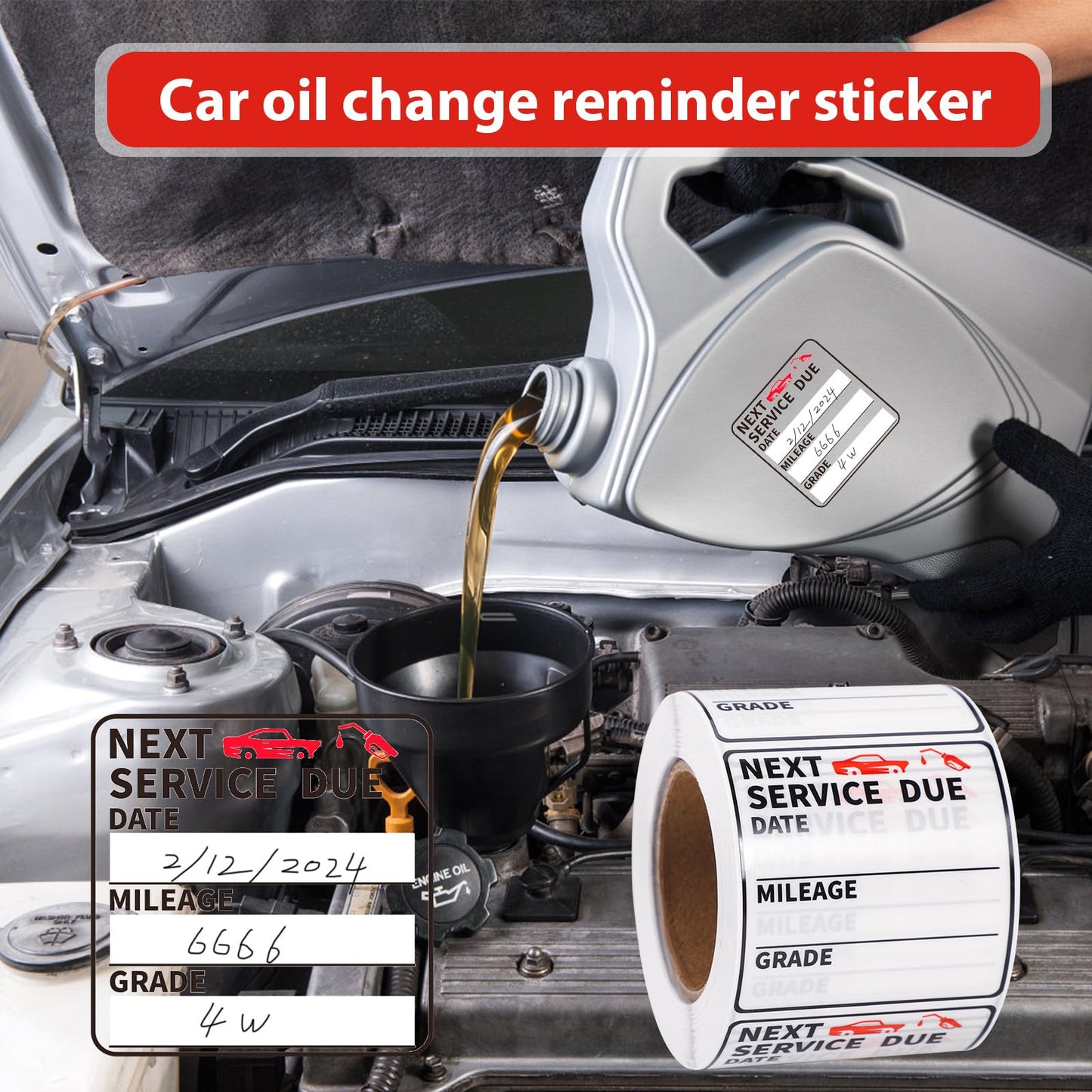 350pcs Oil Change Stickers, 2x2in Next Service Due Oil Change Reminder Sticker Removable Decal No Residue Windshield Oil Change Static Cling for Car Auto Vehicle Window Maintenance Accessories(Black) Black