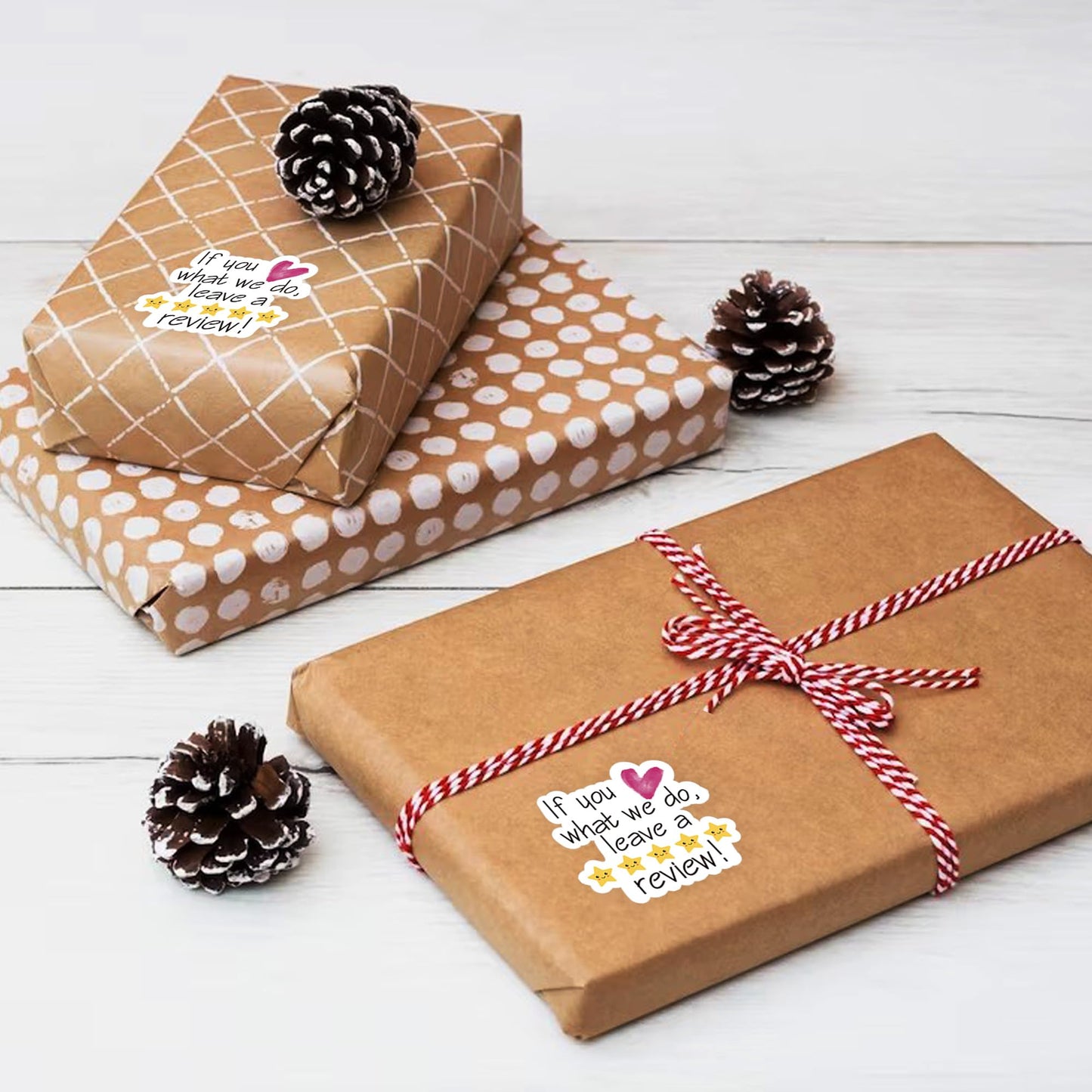 500pcs Leave a Review Roll,Thank You Business & Handmade Stickers,Happy Mail & Review Stickers