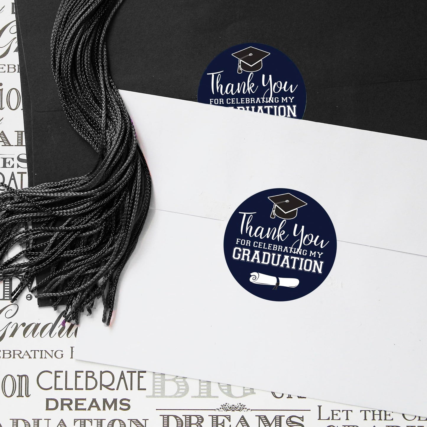 Navy Blue Graduation Thank You Favor Labels, Graduation Thank You Stickers 2025, 40 Count Navy Blue