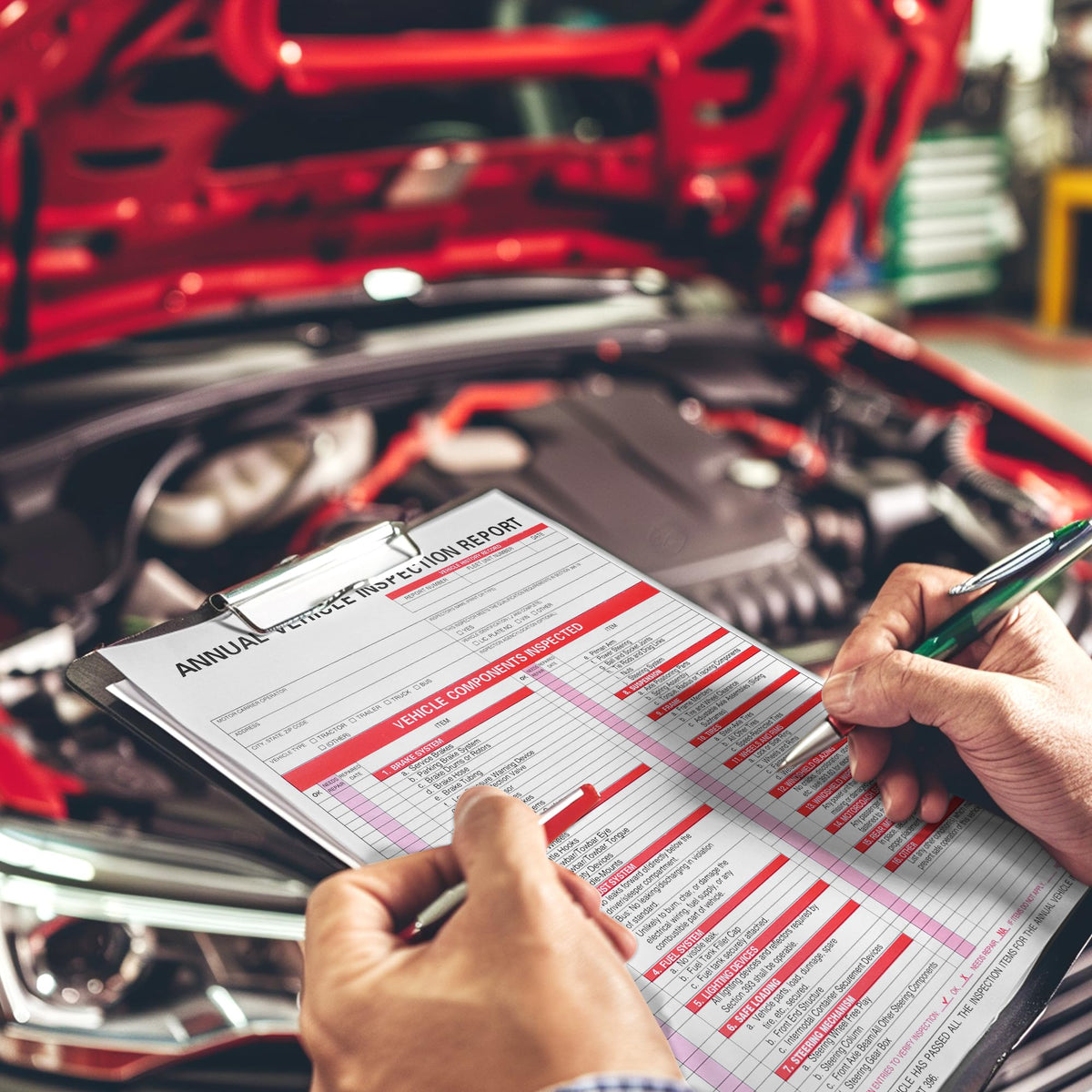 25Pack Inspection Forms and Stickers,Annual Vehicle Inspection Report,Annual Inspection Sticker,3-Ply Carbonless Form,Permanent Aluminum Adhesive Decals 25pc