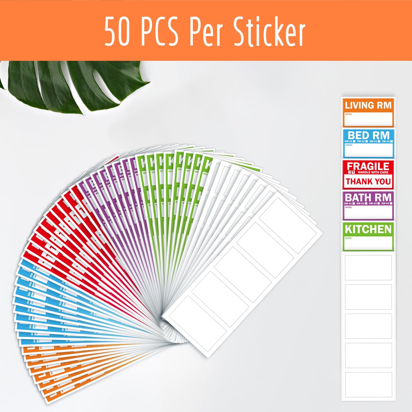 300PCS Home Moving Labels, 5 Color Coding Labels Packing Box Stickers with 50 Fragile Stickers & 50 Blank Ones (Each Measures 2” x 3.6”) Style-b 2” x 3.6” 300pcs