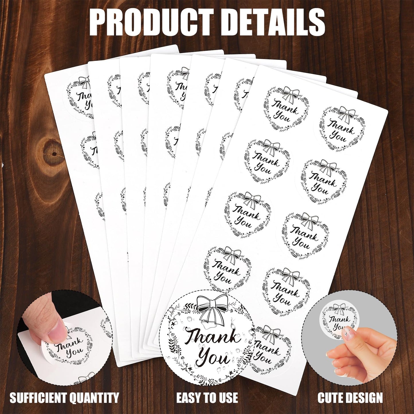 500pcs Thank You Stickers, 1.57in Round Gratitude Labels Transparent Seal Stickers Self-Adhesive Floral Label Stickers for Envelopes Sealing Party Favor