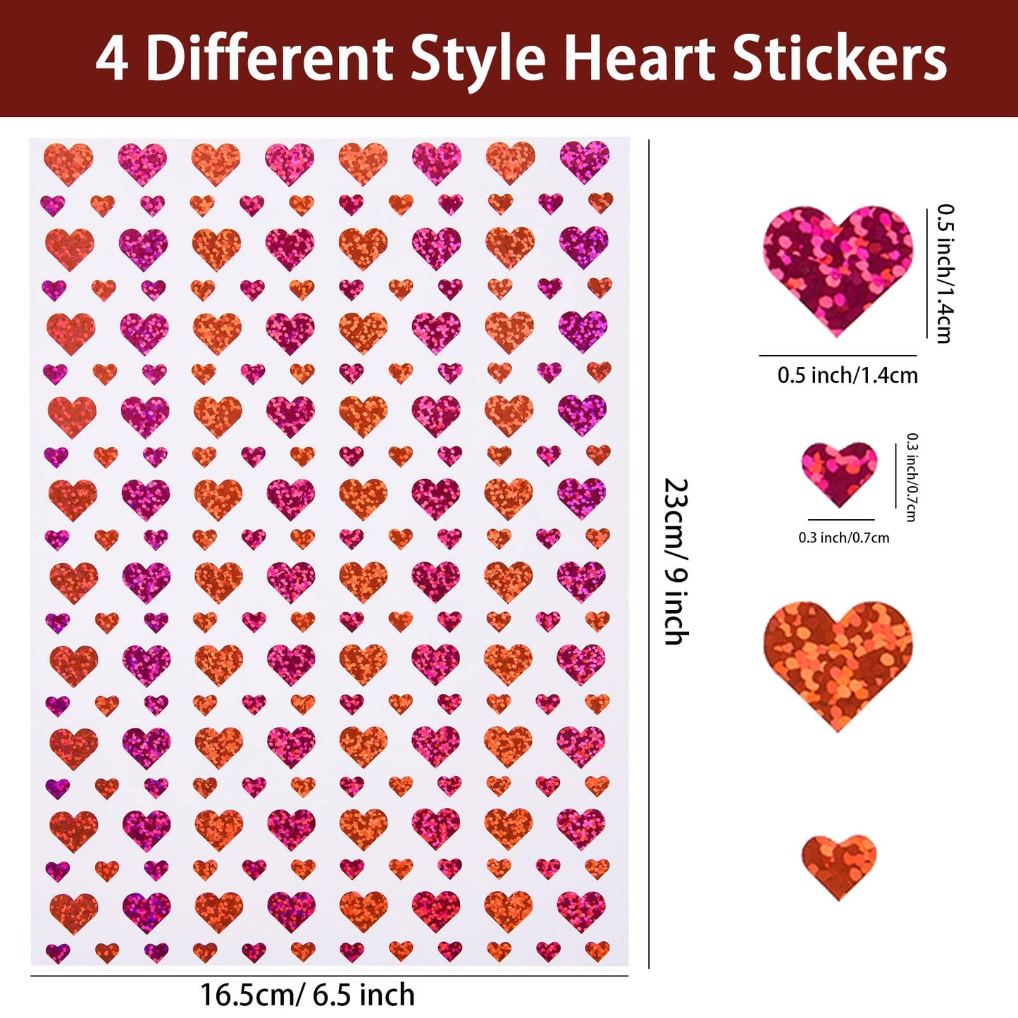 4000 Pcs Glitter Heart Sticker Valentine's Day Heart Shaped Sticker Love Heart Stickers Labels Self-Adhesive Decorative Sticker for Party Favors, Wedding, Anniversaries, Gift Packaging, Scrapbook