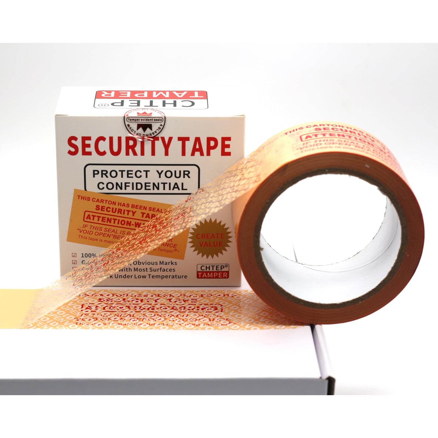 ChtepTamper 54.7Y 2inch 1 Rolls 100% Total Transfer Tamper Evident Tape Security Seal for Safe Shipping 2 inches Wide