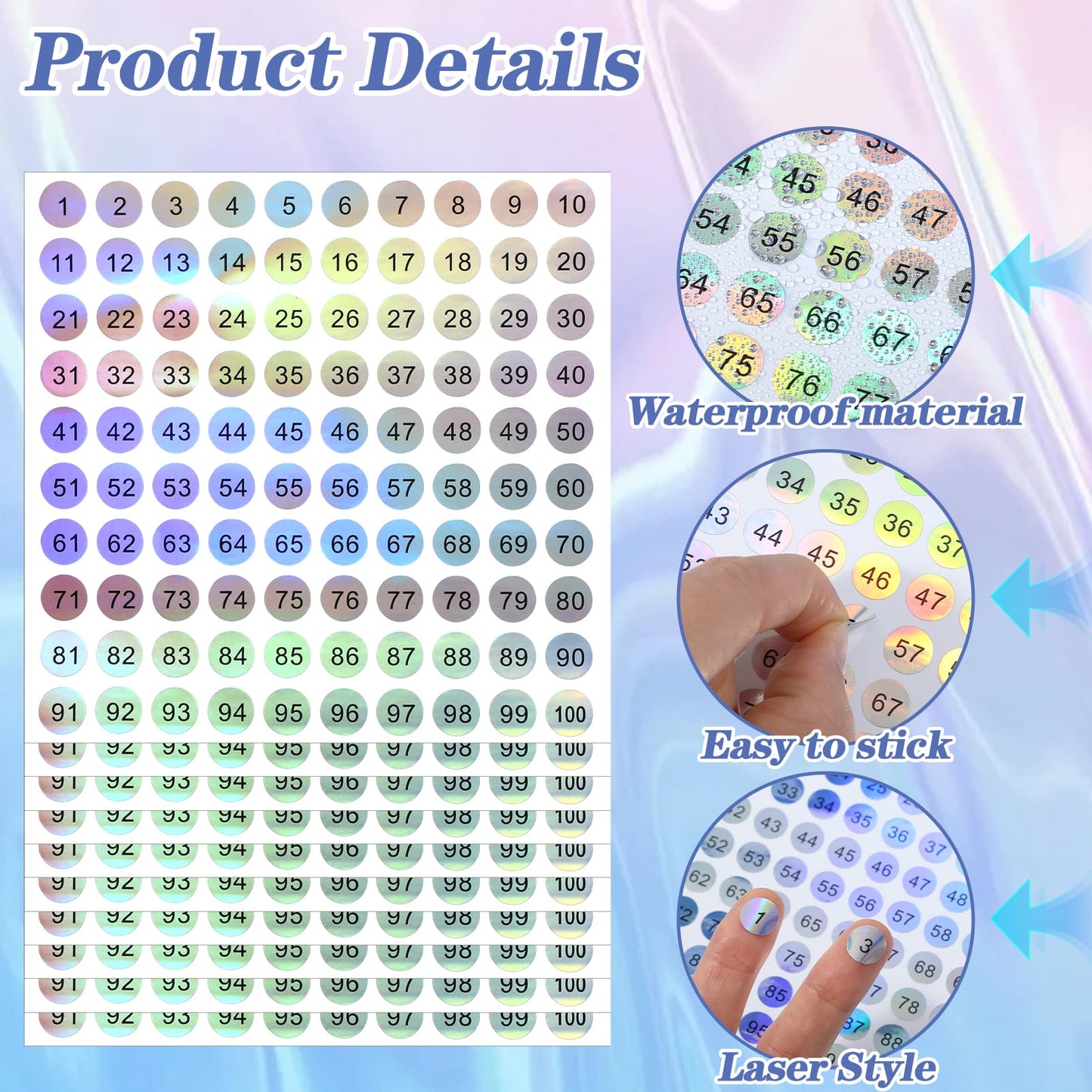 10 Sheets Consecutive Number Stickers 1-100 - Small Round Numbers Self-Adhesive Labels for Office, Home, Kitchen, Classroom, Locker