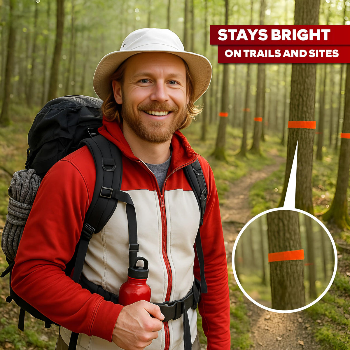 XFasten Orange Flagging Tape 6-Pack, 1-Inch x 900 Feet Total Orange Marking Tape Ribbon, High Visibility Non-Fading Trail Marking Ribbon for Surveying, Trees, Construction Safety Caution - 150ft/roll 6-Pack (900 Feet Total)